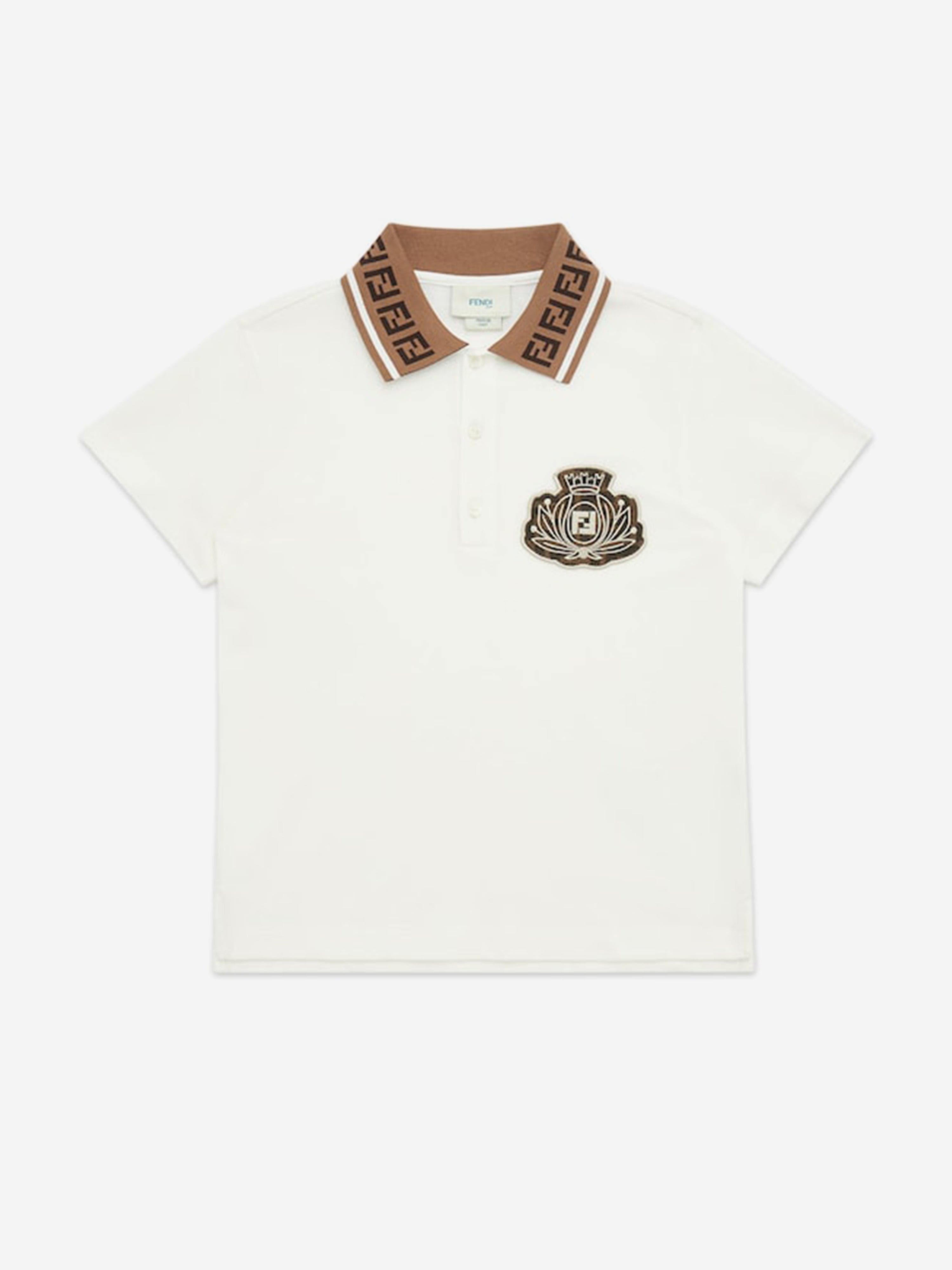 Boys Cotton Piqué Polo Shirt in White