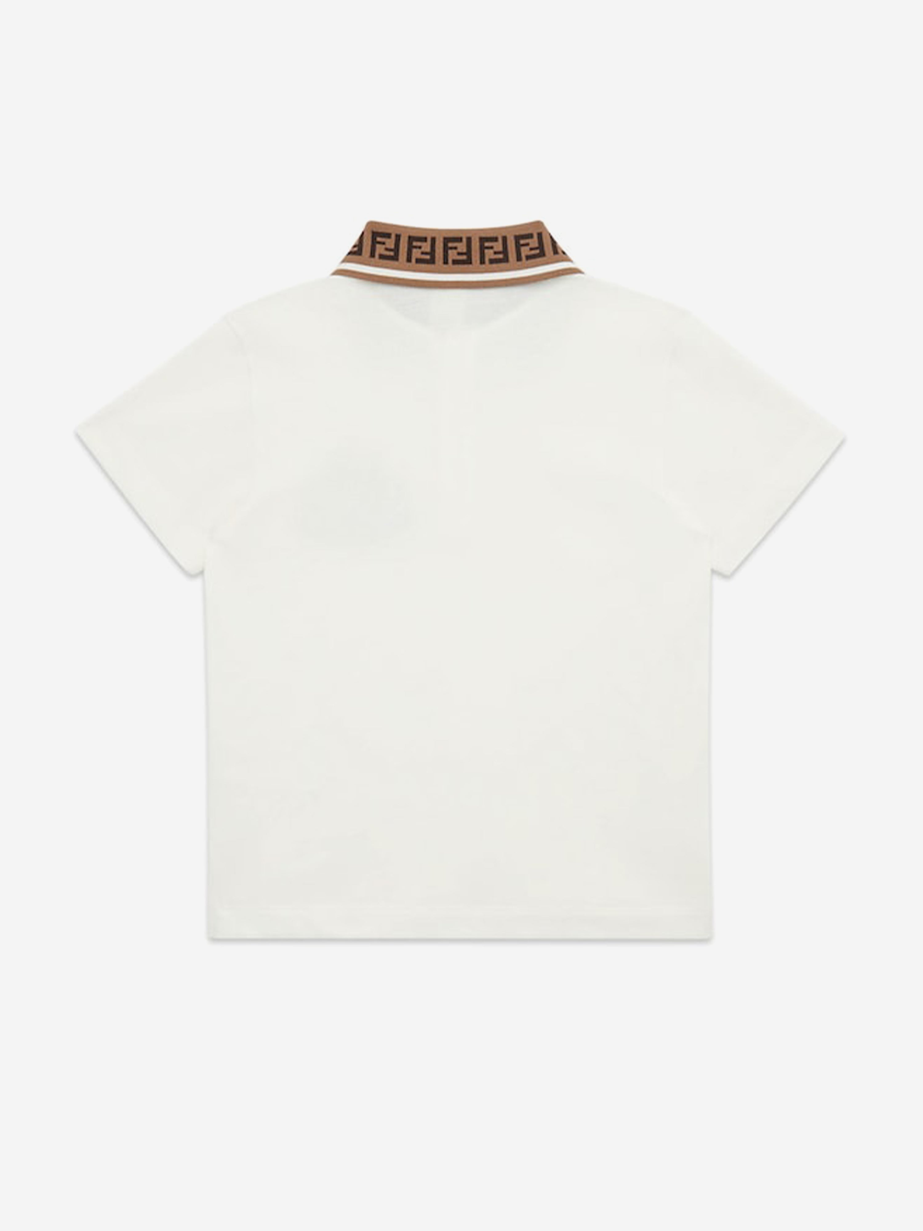 Boys Cotton Piqué Polo Shirt in White