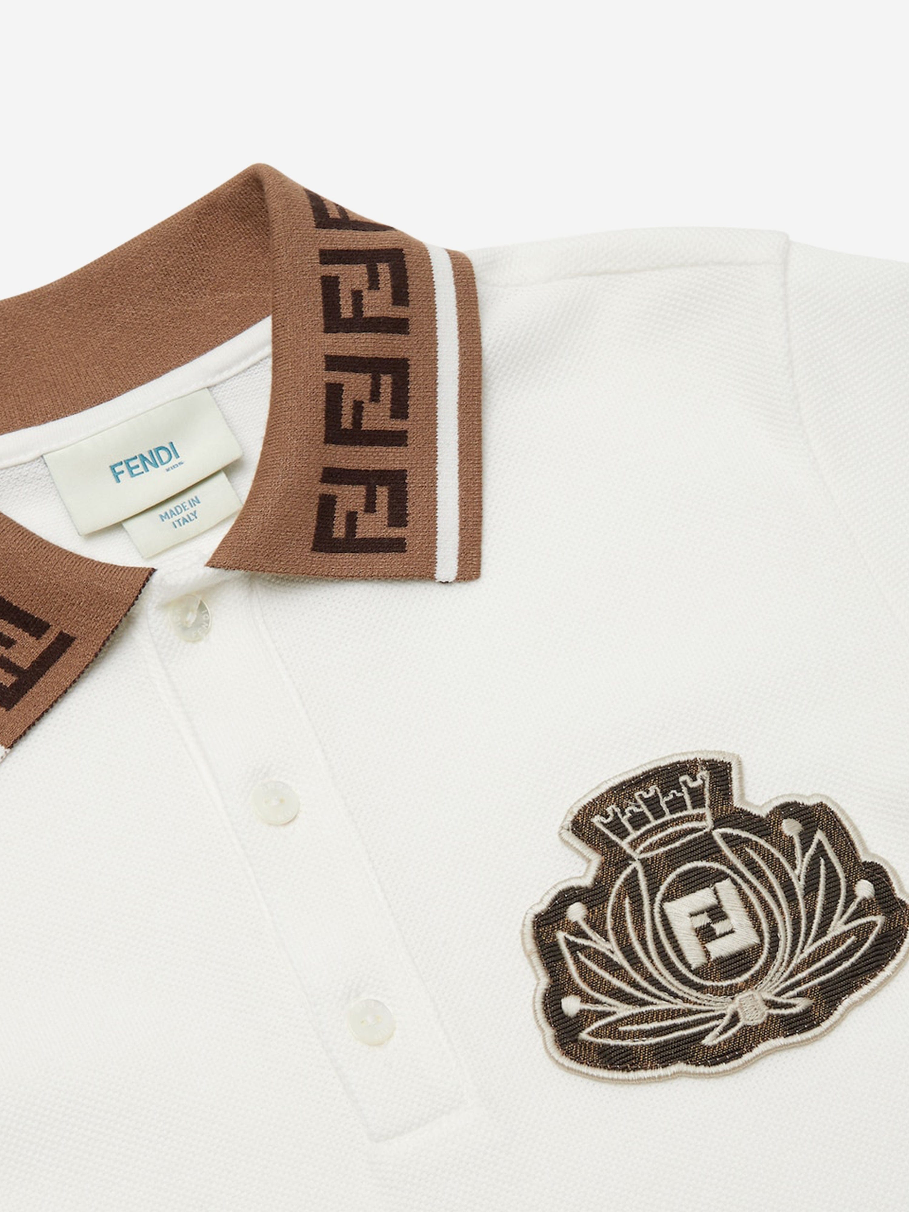 Boys Cotton Piqué Polo Shirt in White