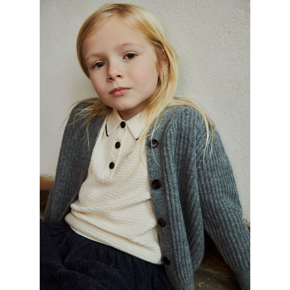 Boys & Girls White Wool Polo Shirt