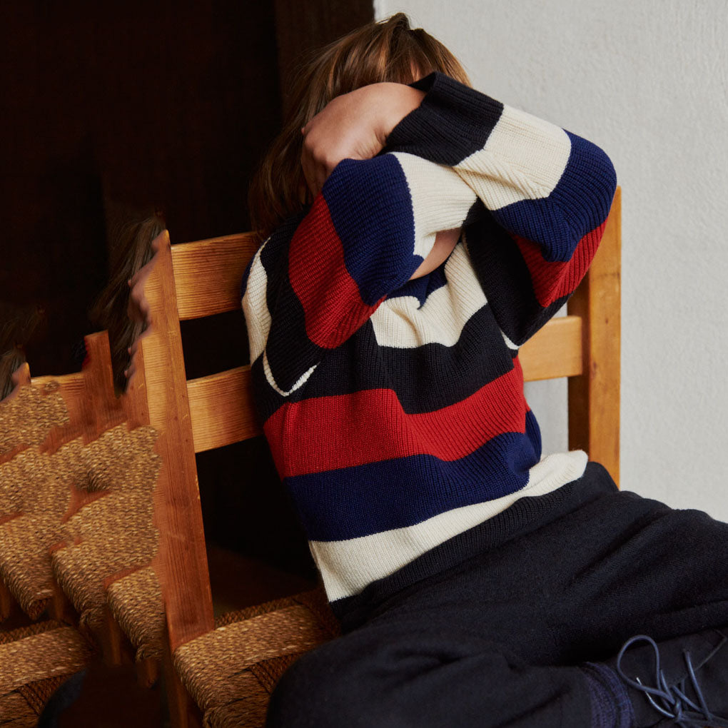 Boys & Girls Navy Stripes Wool Sweater