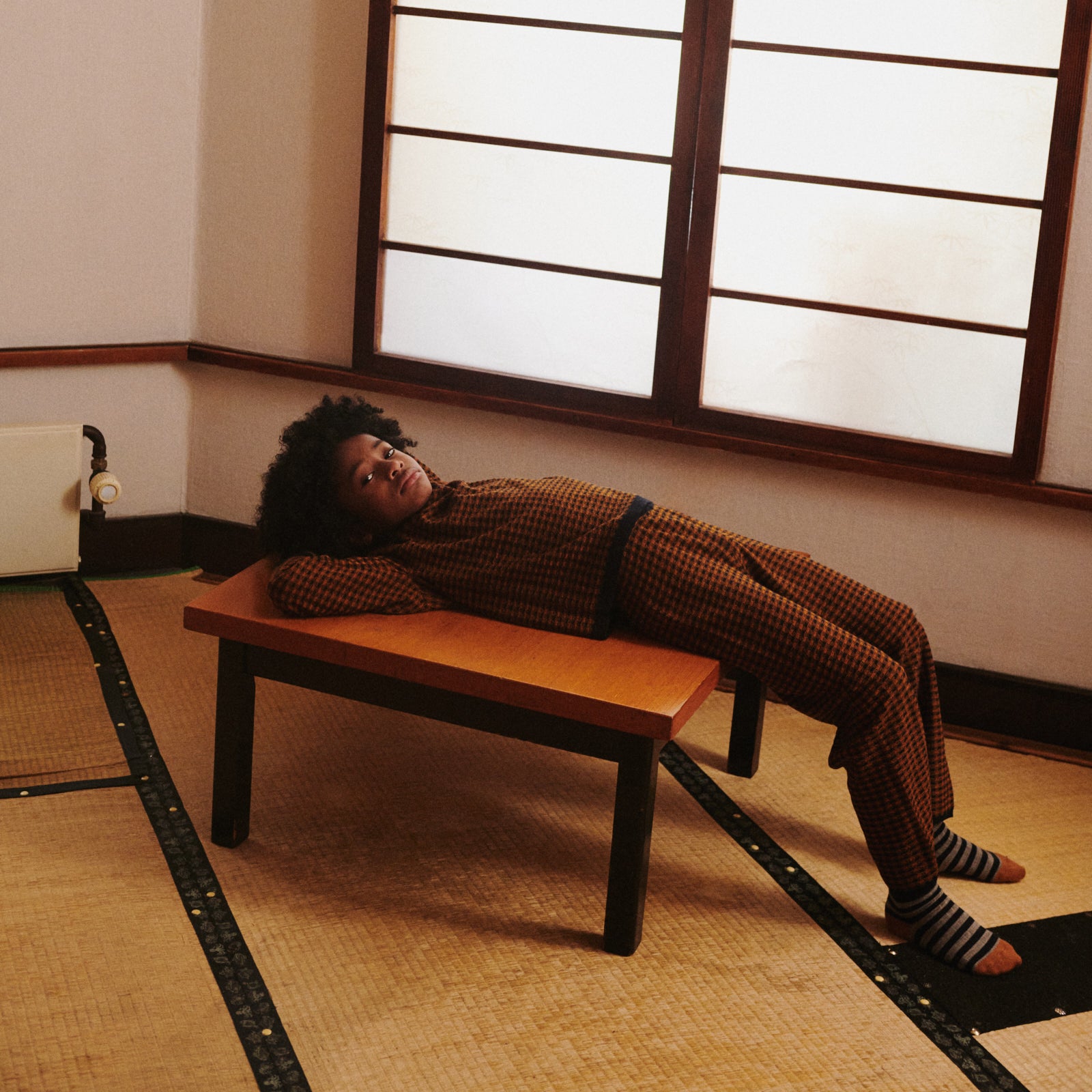 Boys & Girls Caramel Check Wool Trousers