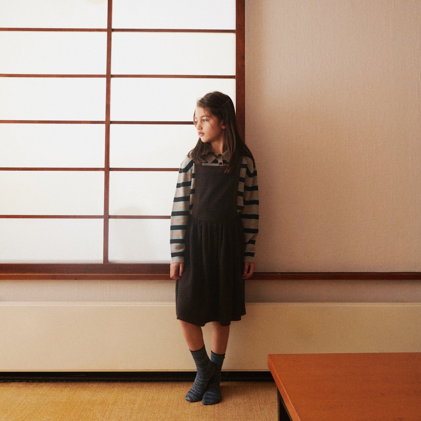 Boys & Girls Grey Stripes Wool Polo Shirt