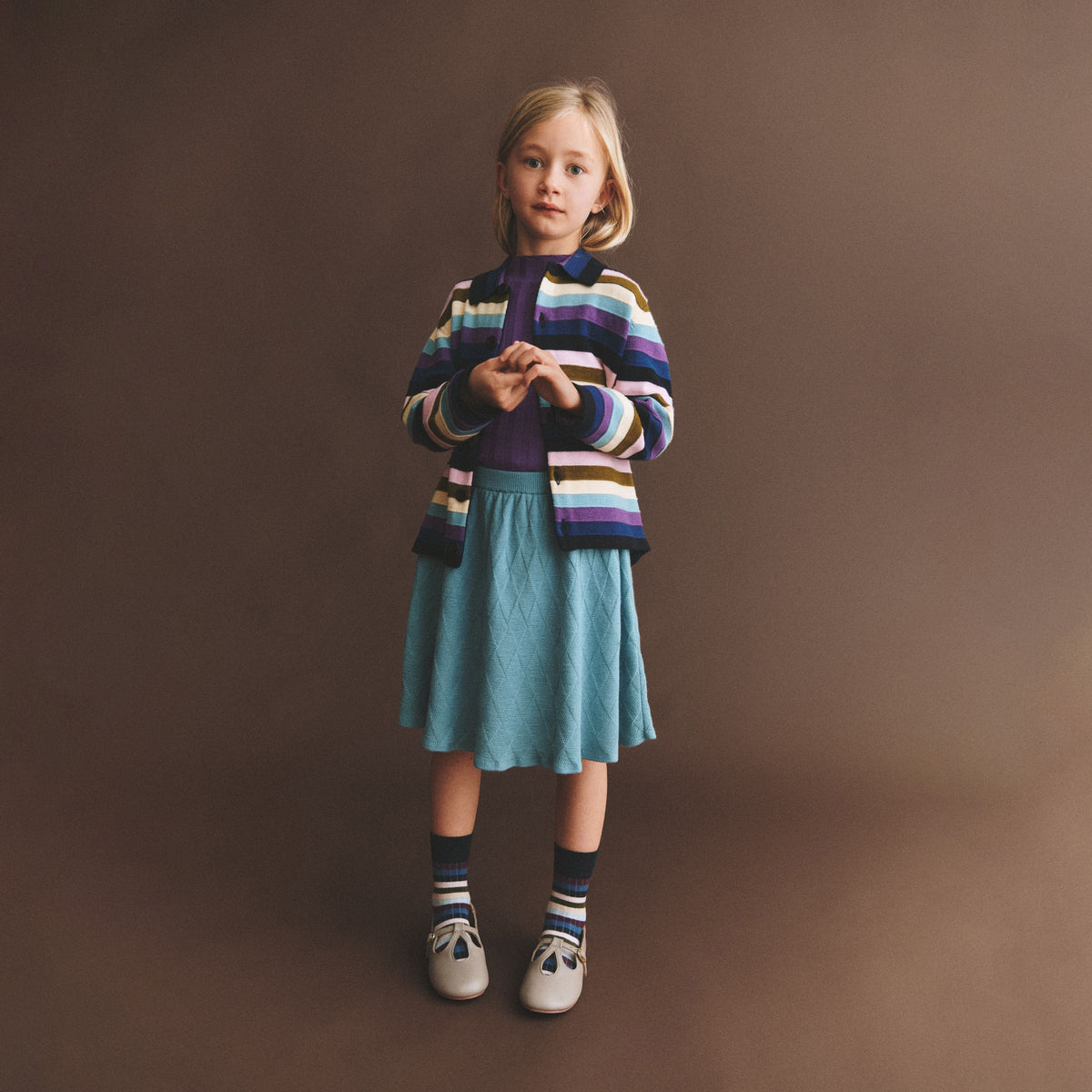 Boys & Girls Multicolor Stripes Wool Jacket