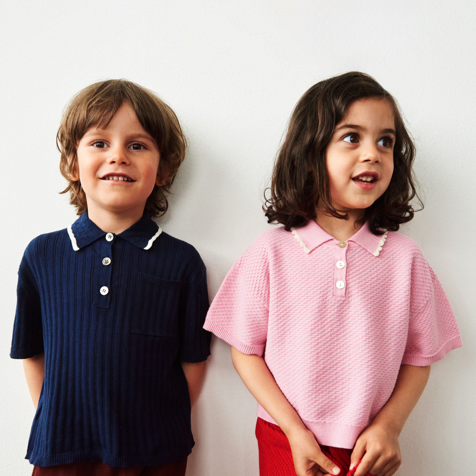 Boys & Girls Navy Cotton Knit Polo Shirt