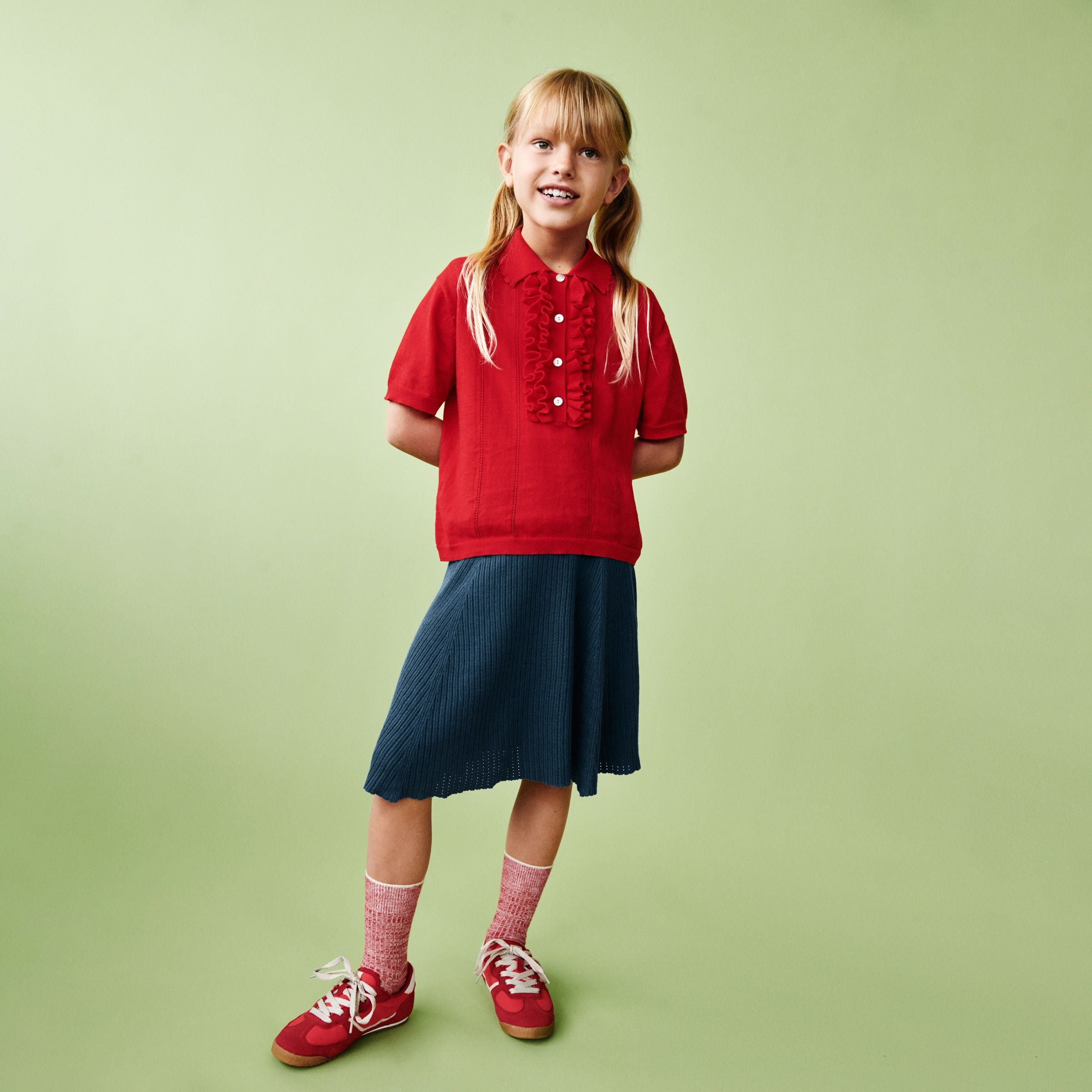 Girls Dark Blue Cotton Skirt