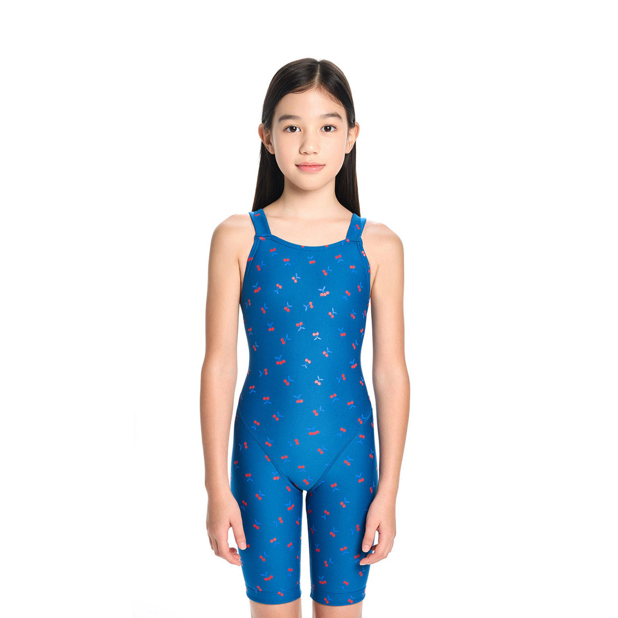 Girls Blue Cropped Professional Swimsuit
