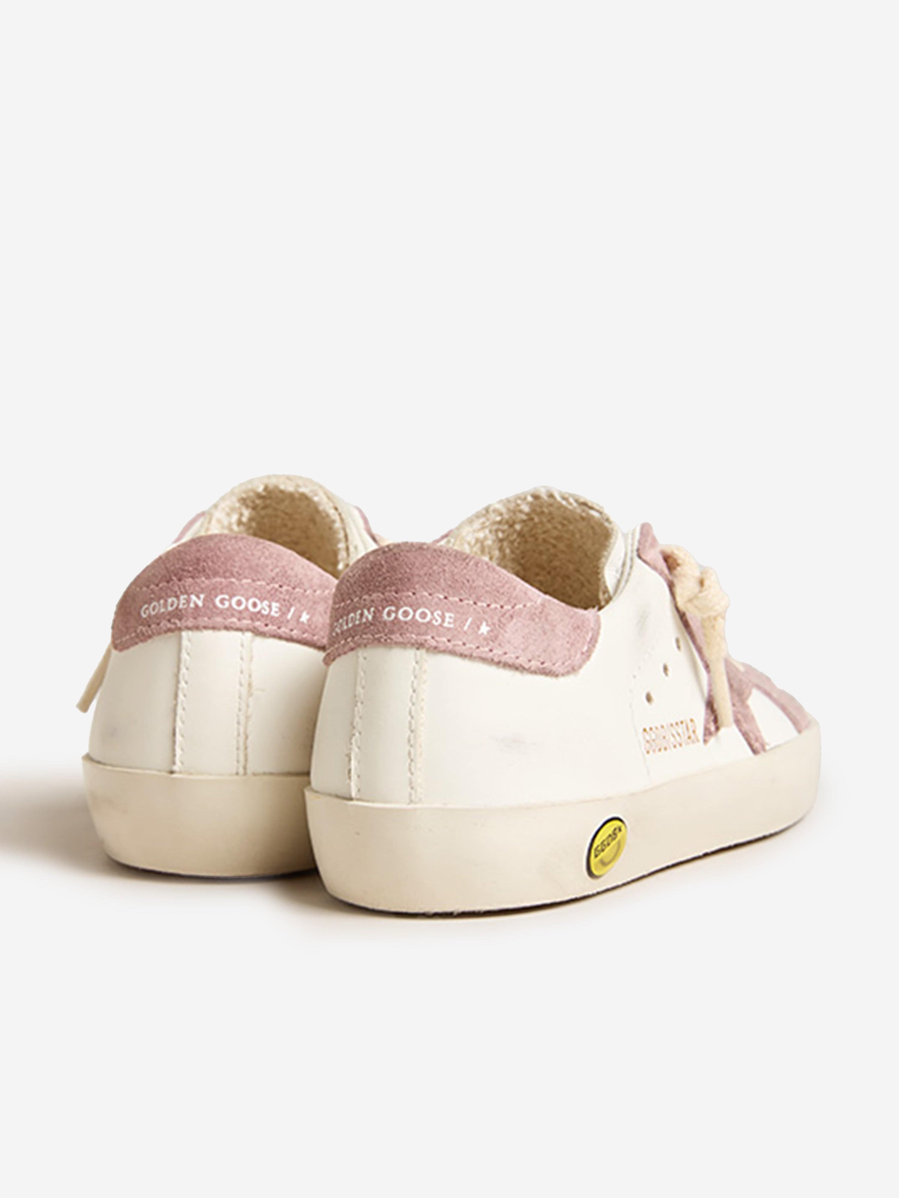 Golden Goose Girls Leather Super Star Trainers in White