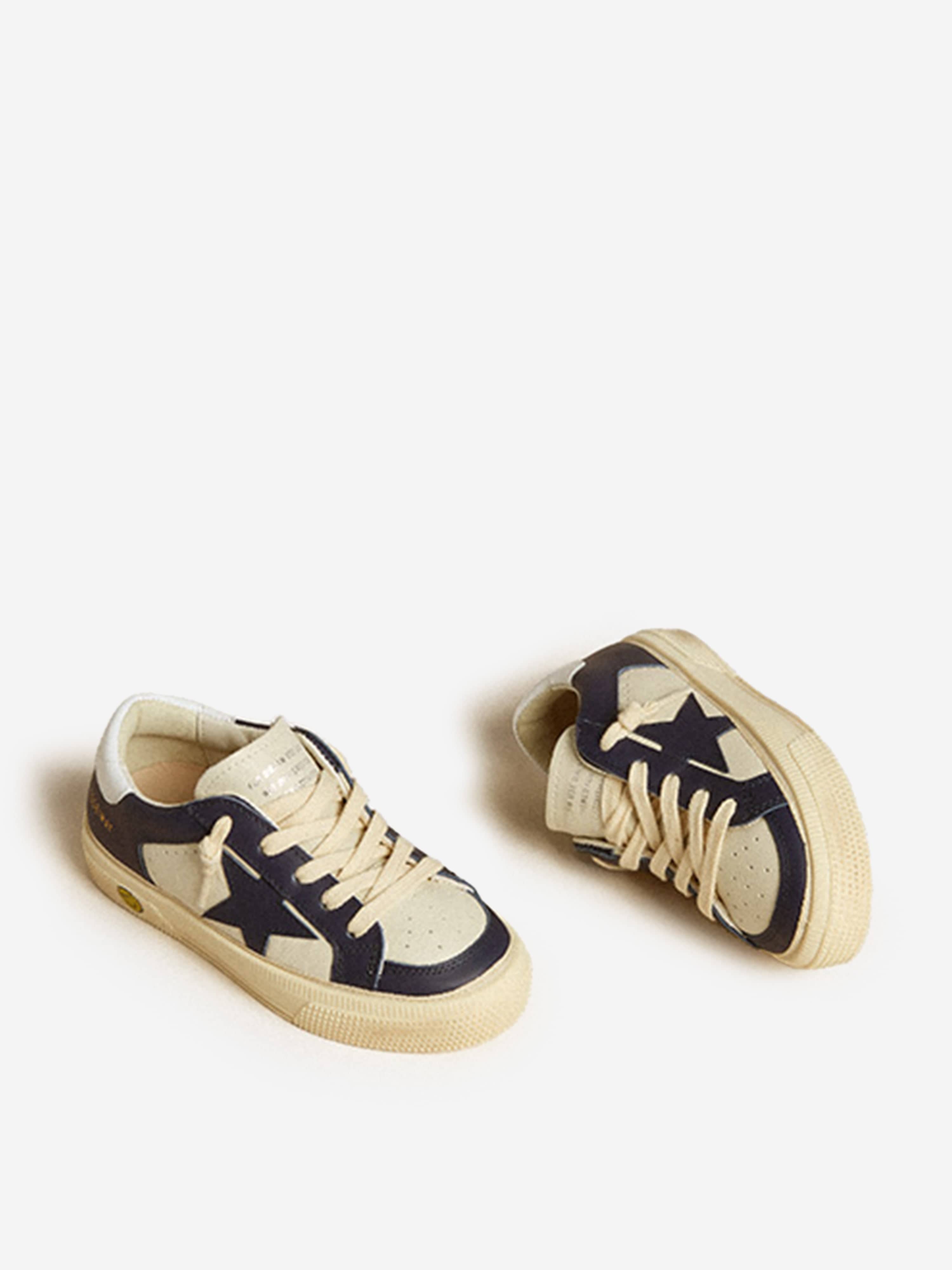 Boys Leather Double Quarter and Toe May Trainers in Blue