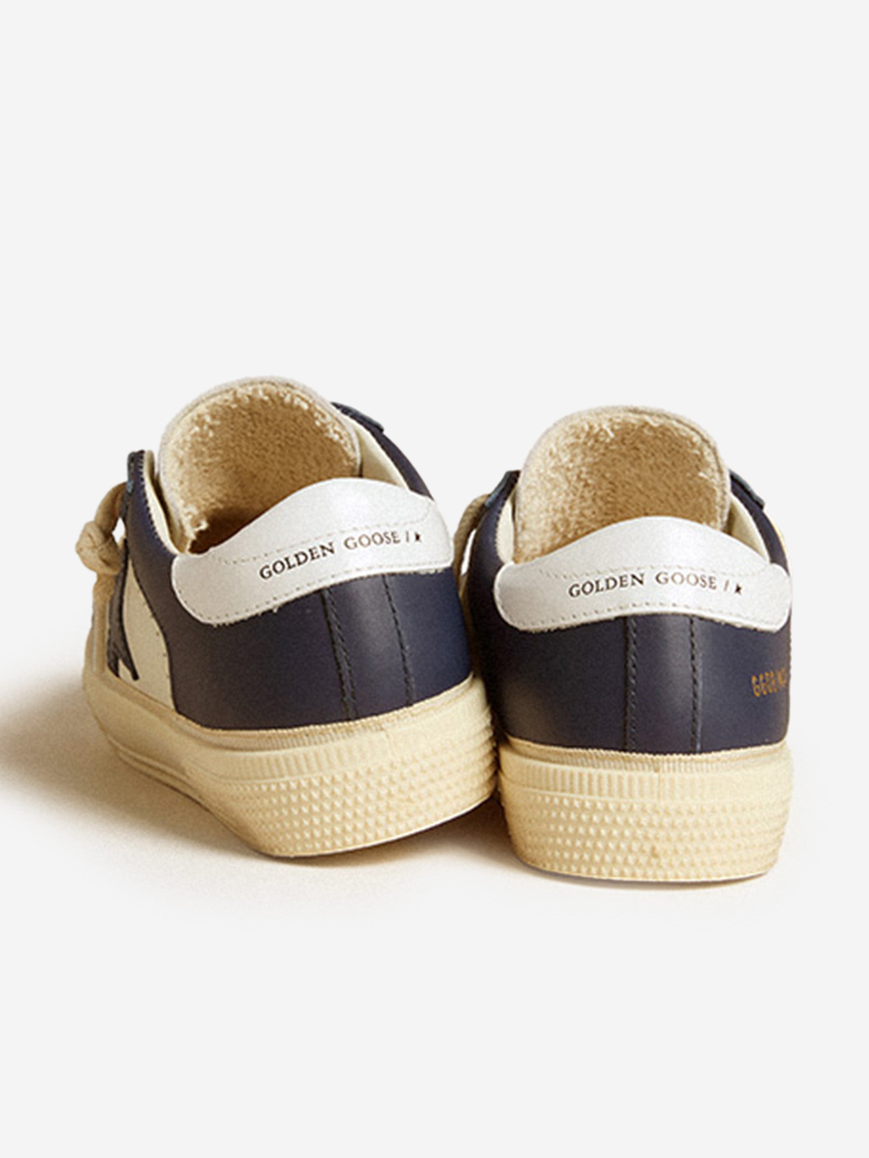 Boys Leather Double Quarter and Toe May Trainers in Blue