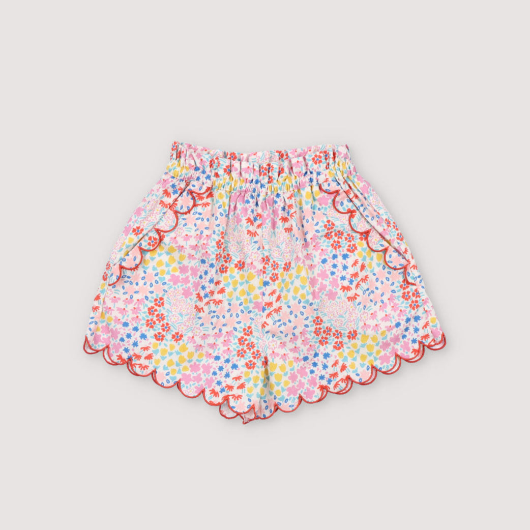 Girls Pink Floral Cotton Shorts