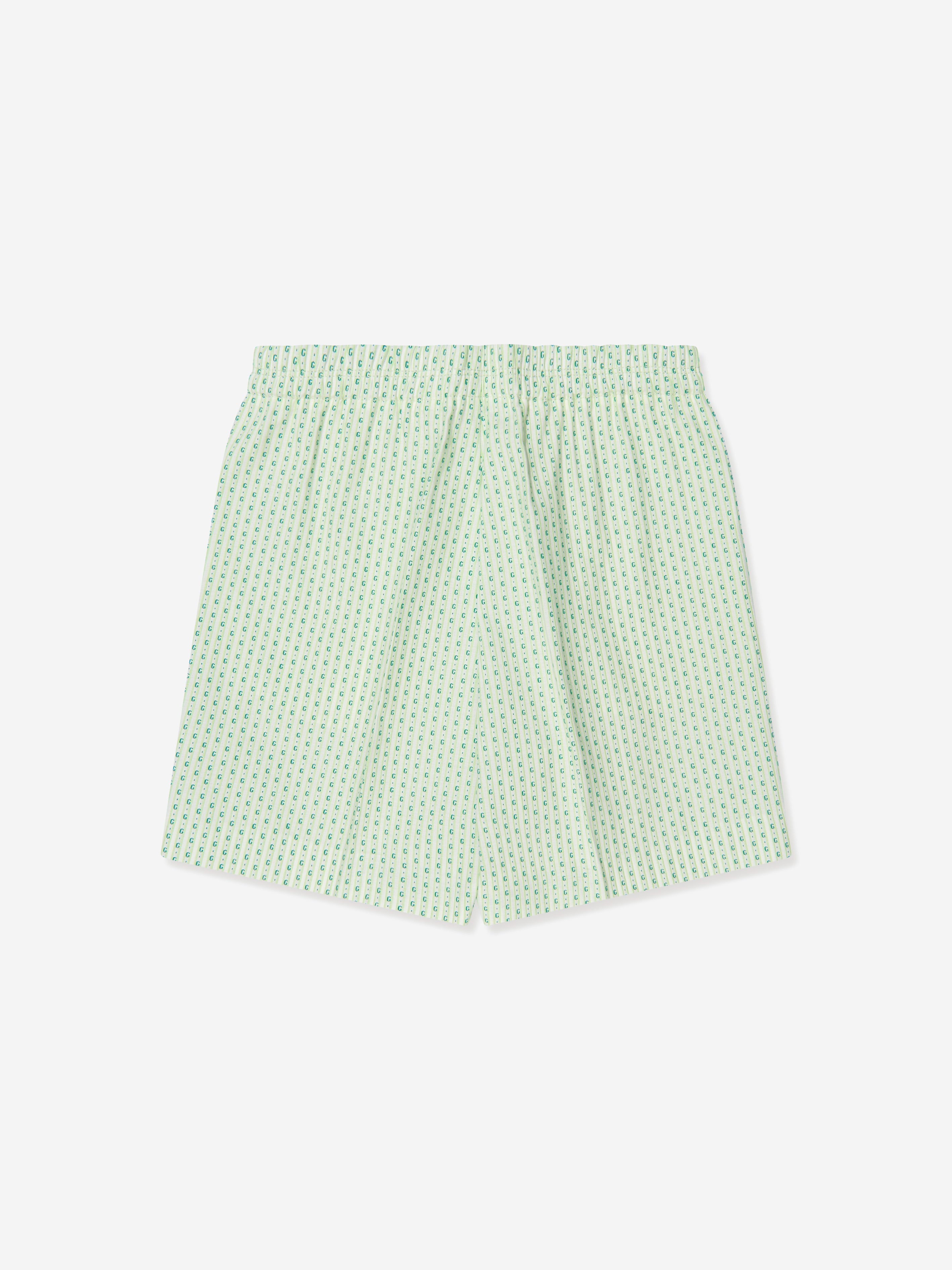 Boys Striped Bermuda Shorts in Green