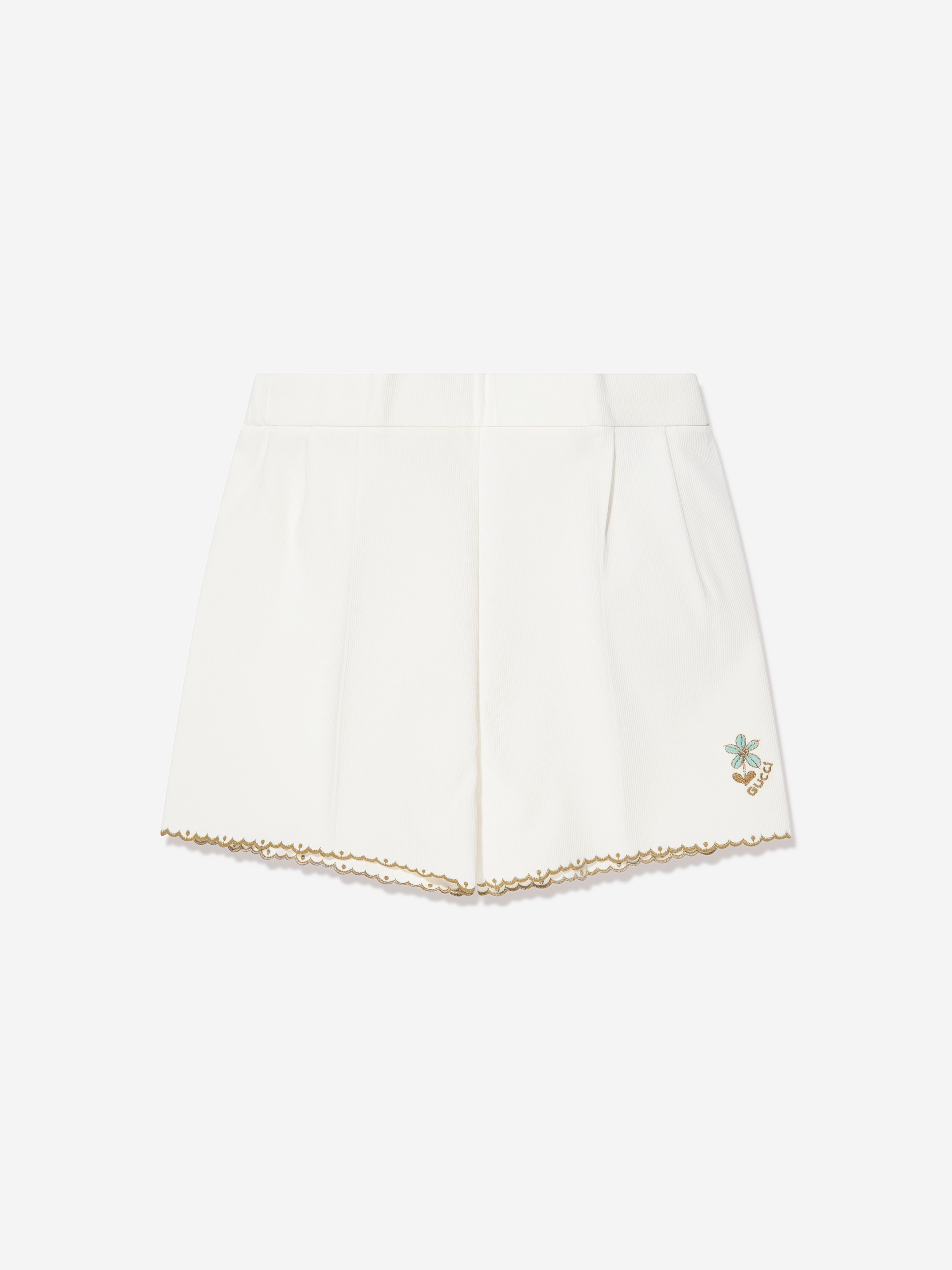 Baby Girls Embroidered Shorts in White