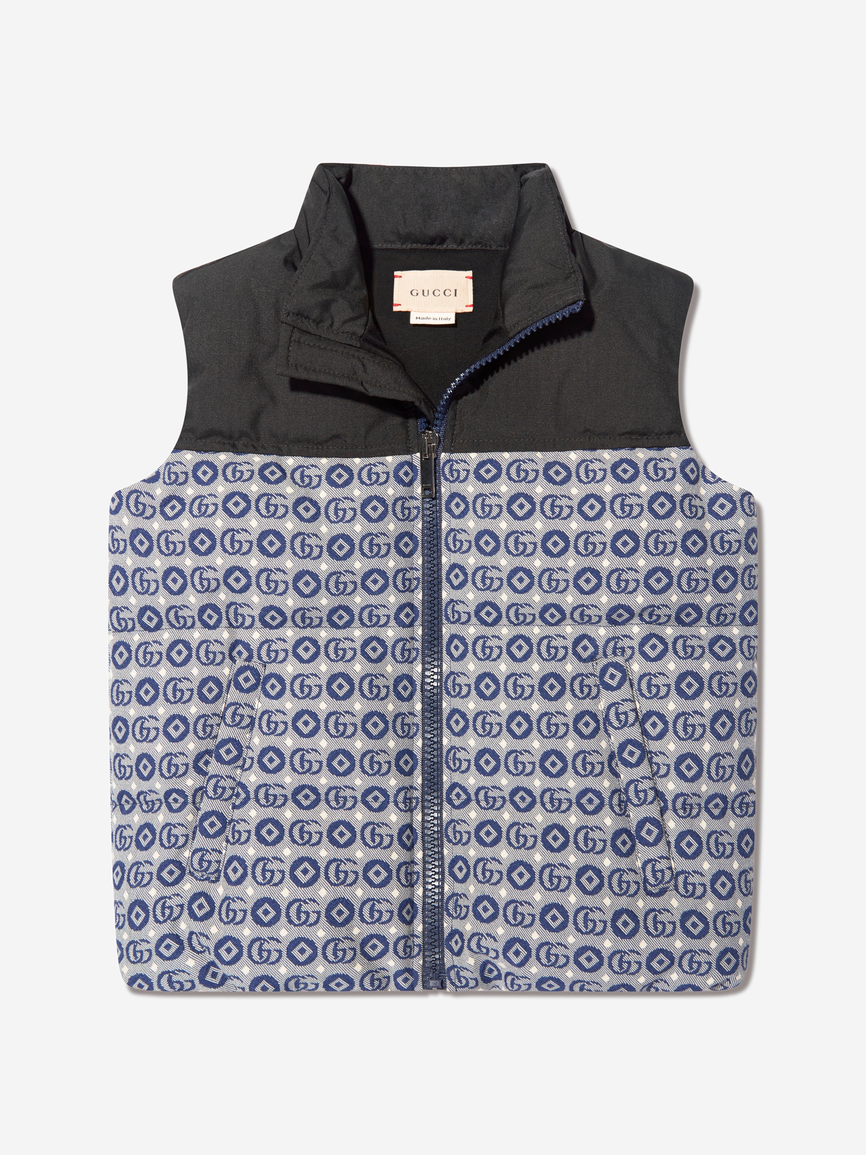 Baby Down Padded GG Logo Gilet In Navy