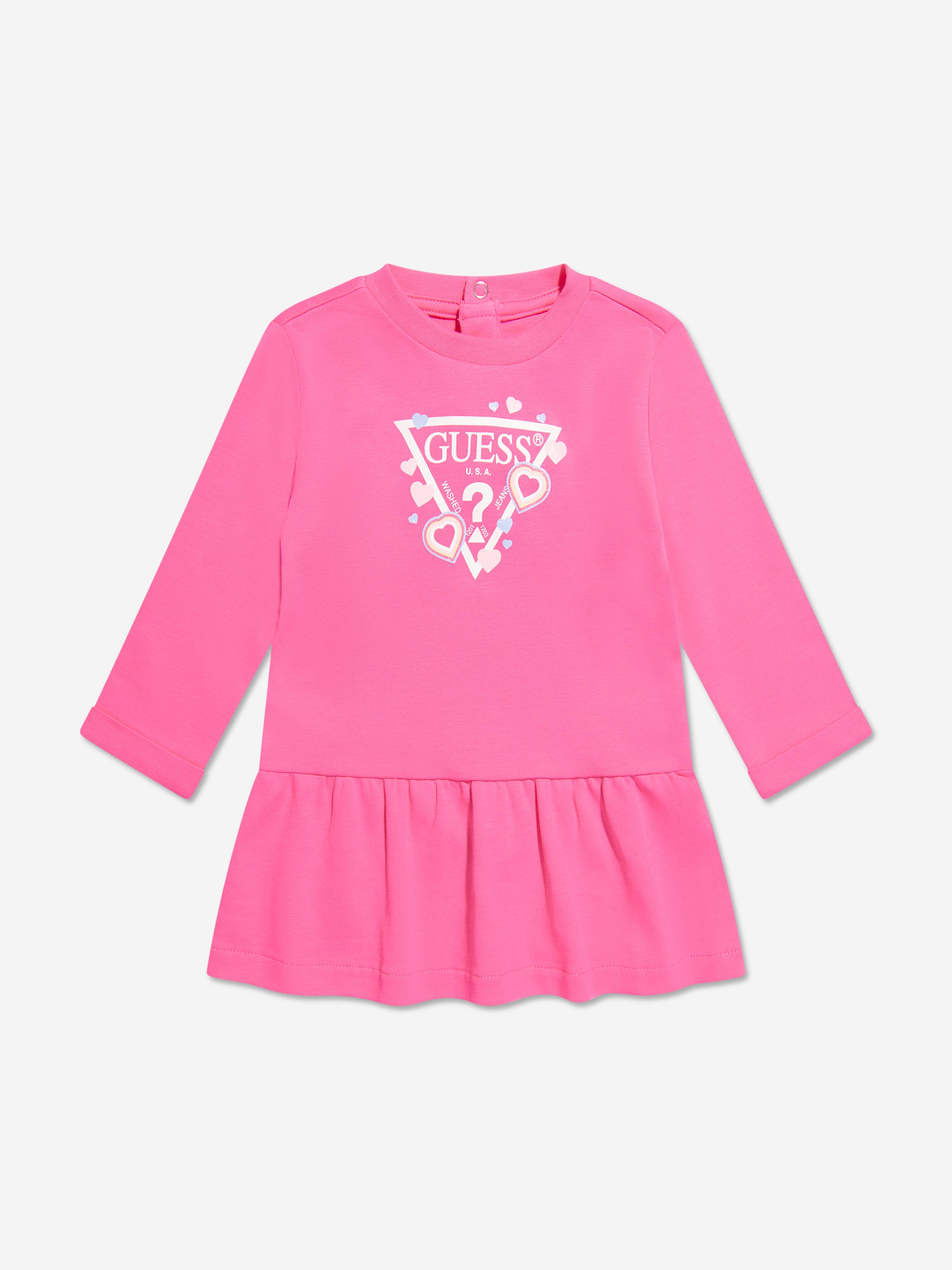 Guess Baby Girls Heart Dress With Knickers in Pink