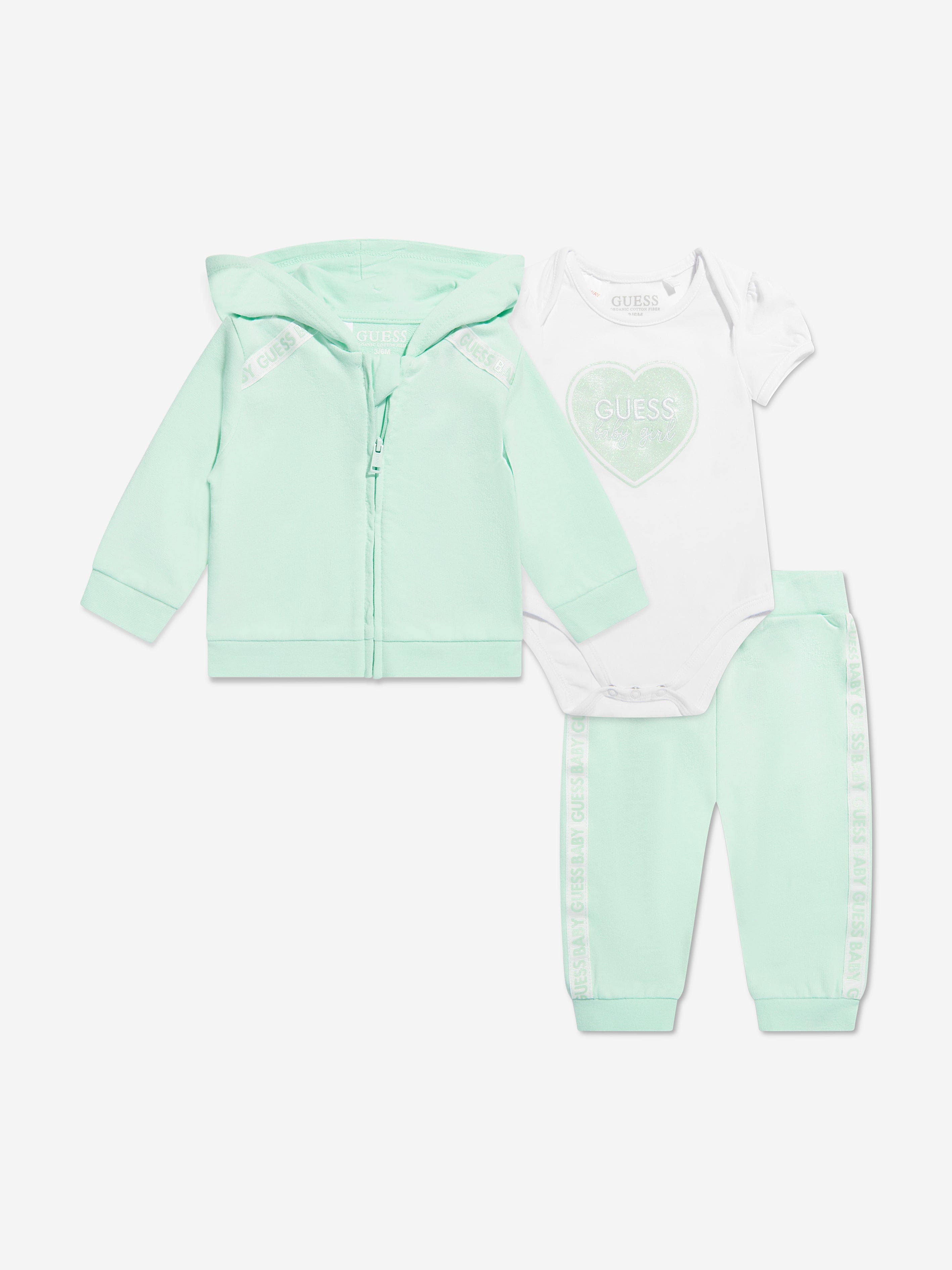 Guess Baby Girls 3 Piece Tracksuit Set in Green