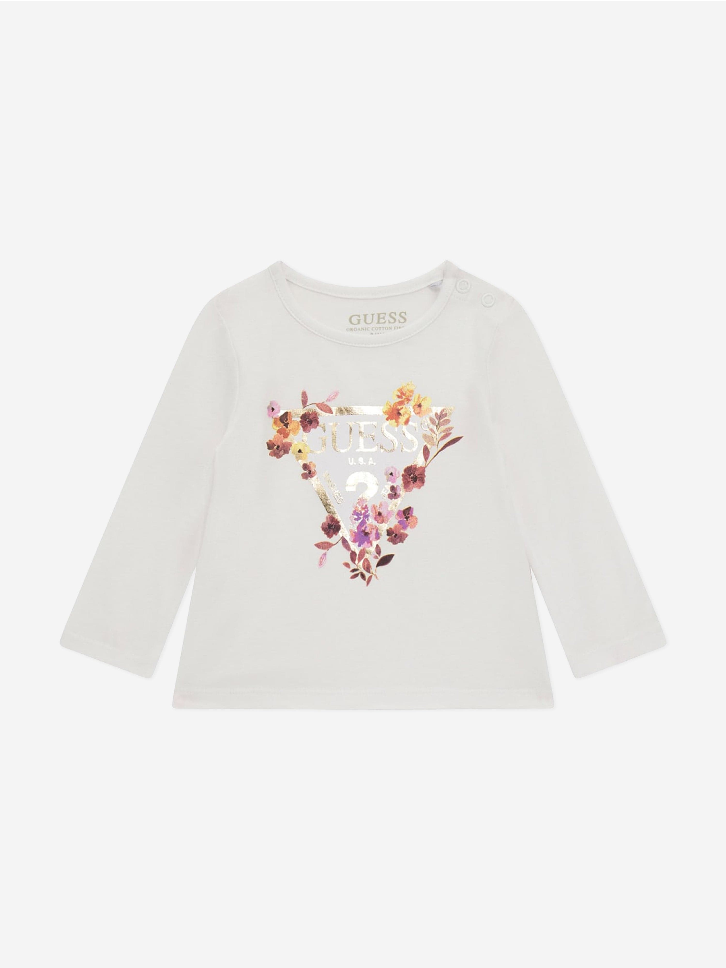 Baby Girls Long Sleeve Logo T-Shirt in White