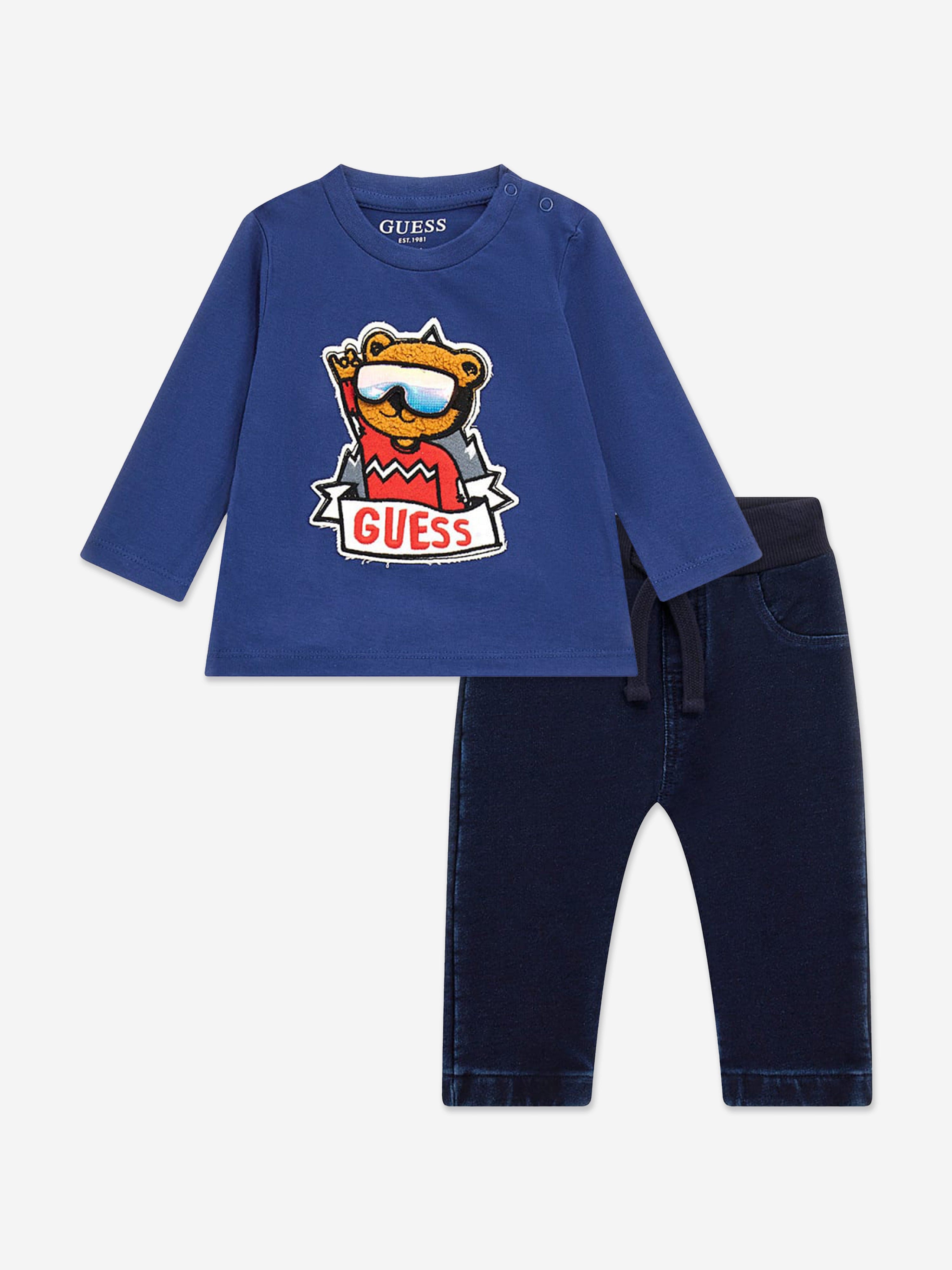 Baby Boys Denim Pants Set in Blue