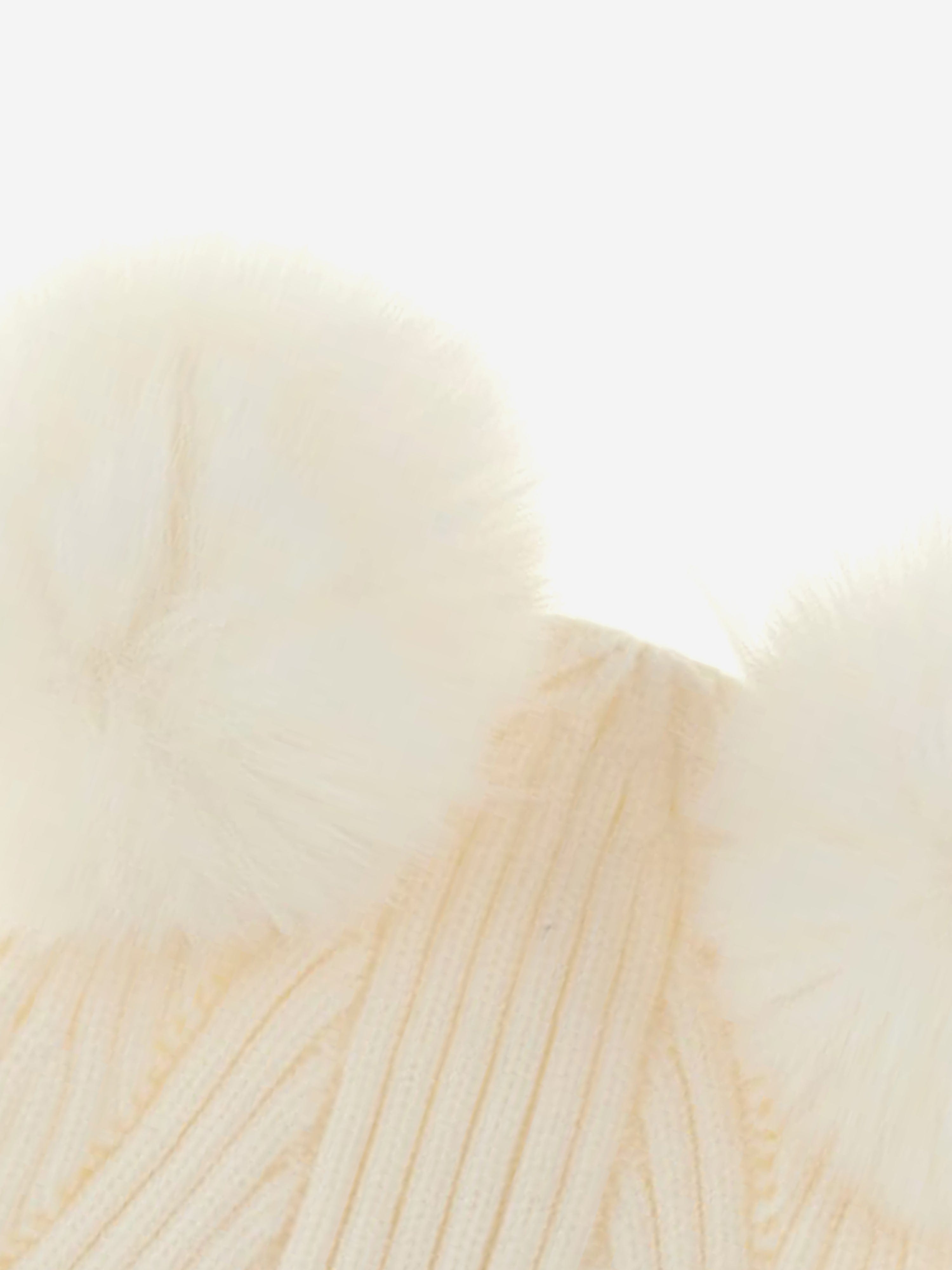 Bonnets tricotés pompon ivoire pour filles