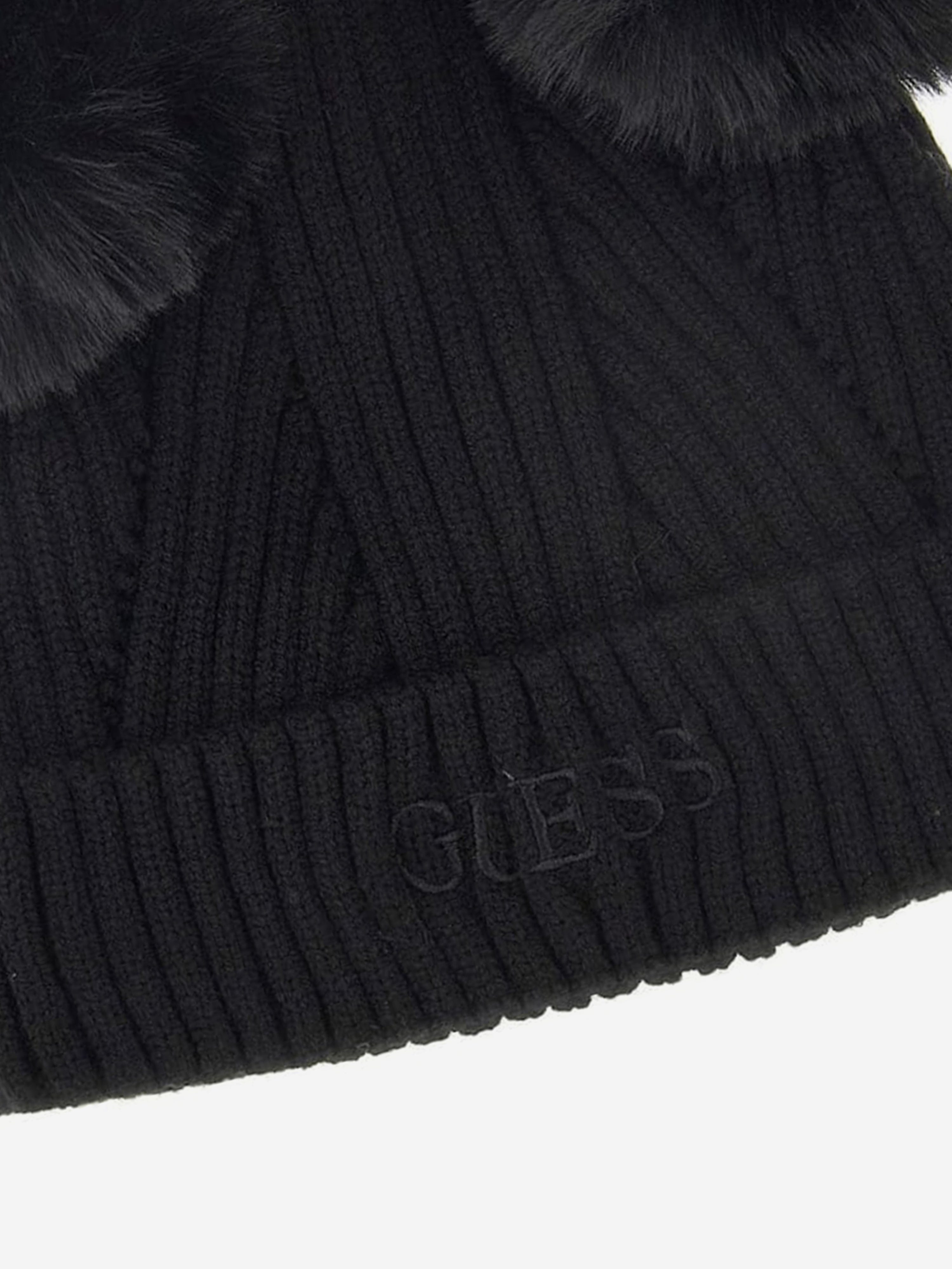 Bonnet en tricot avec pompon Guess Girls noir