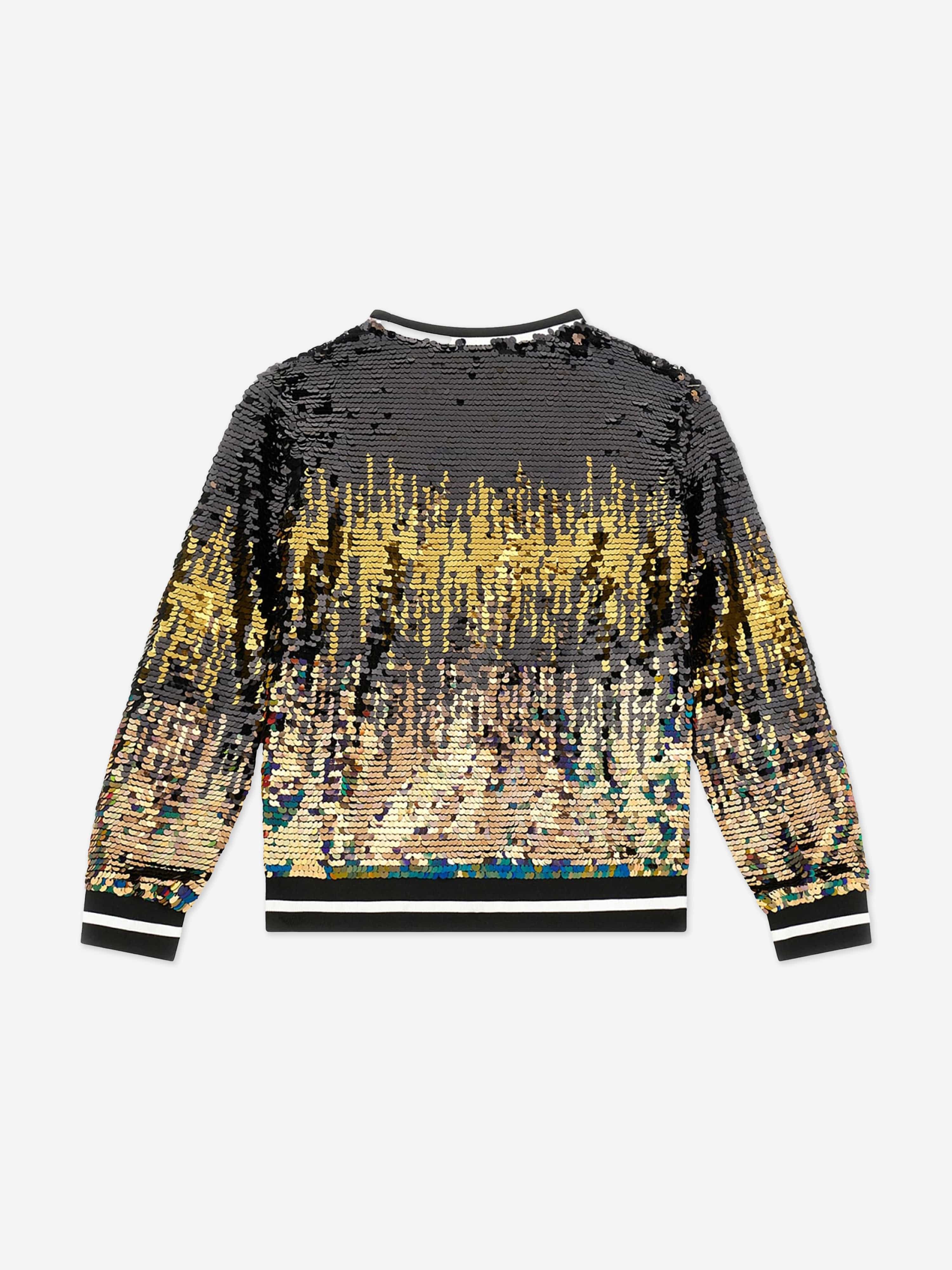 Girls Sequinned Sweatshirt in Black