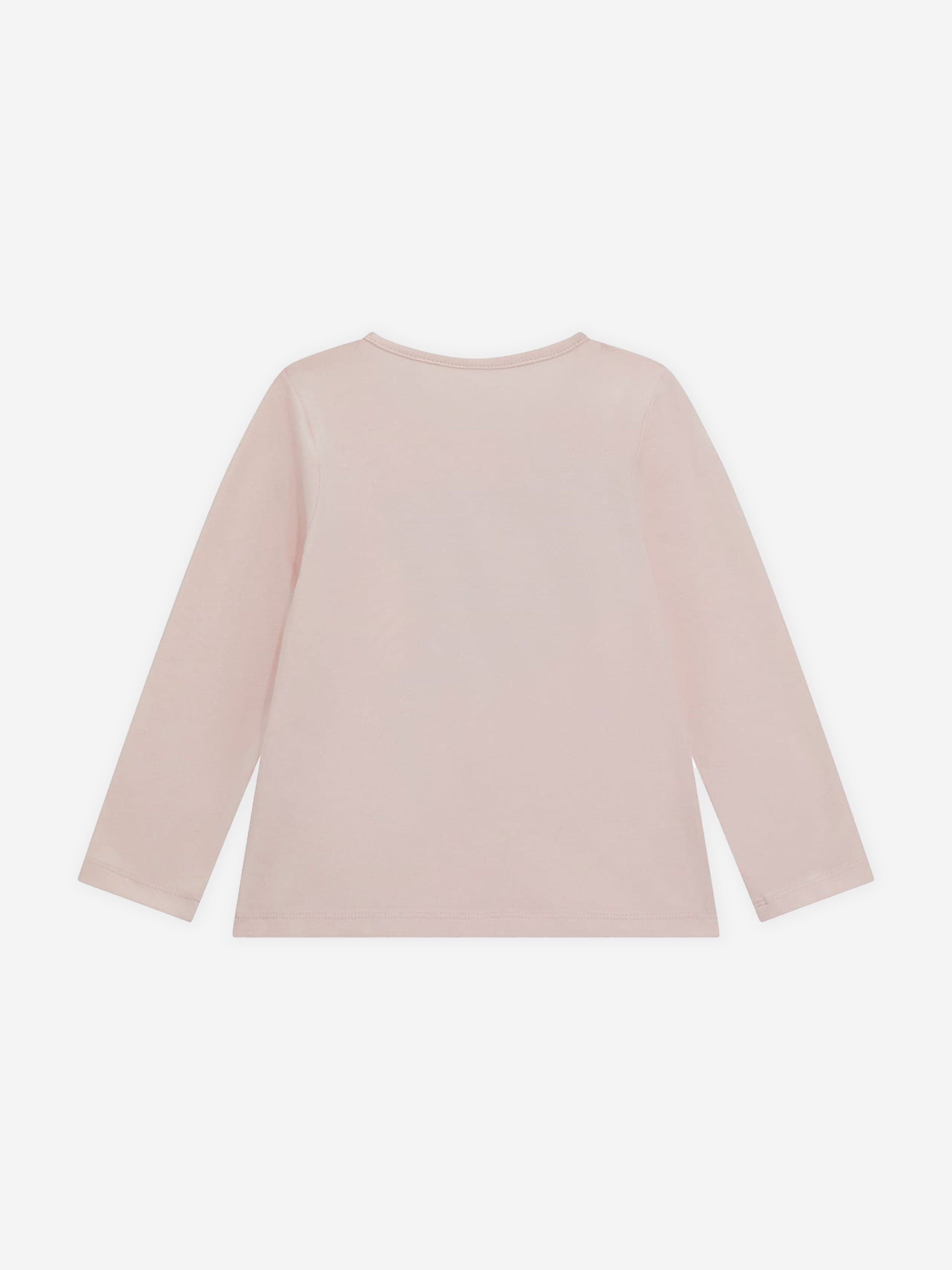 Girls Long Sleeve Logo T-Shirt in Pink