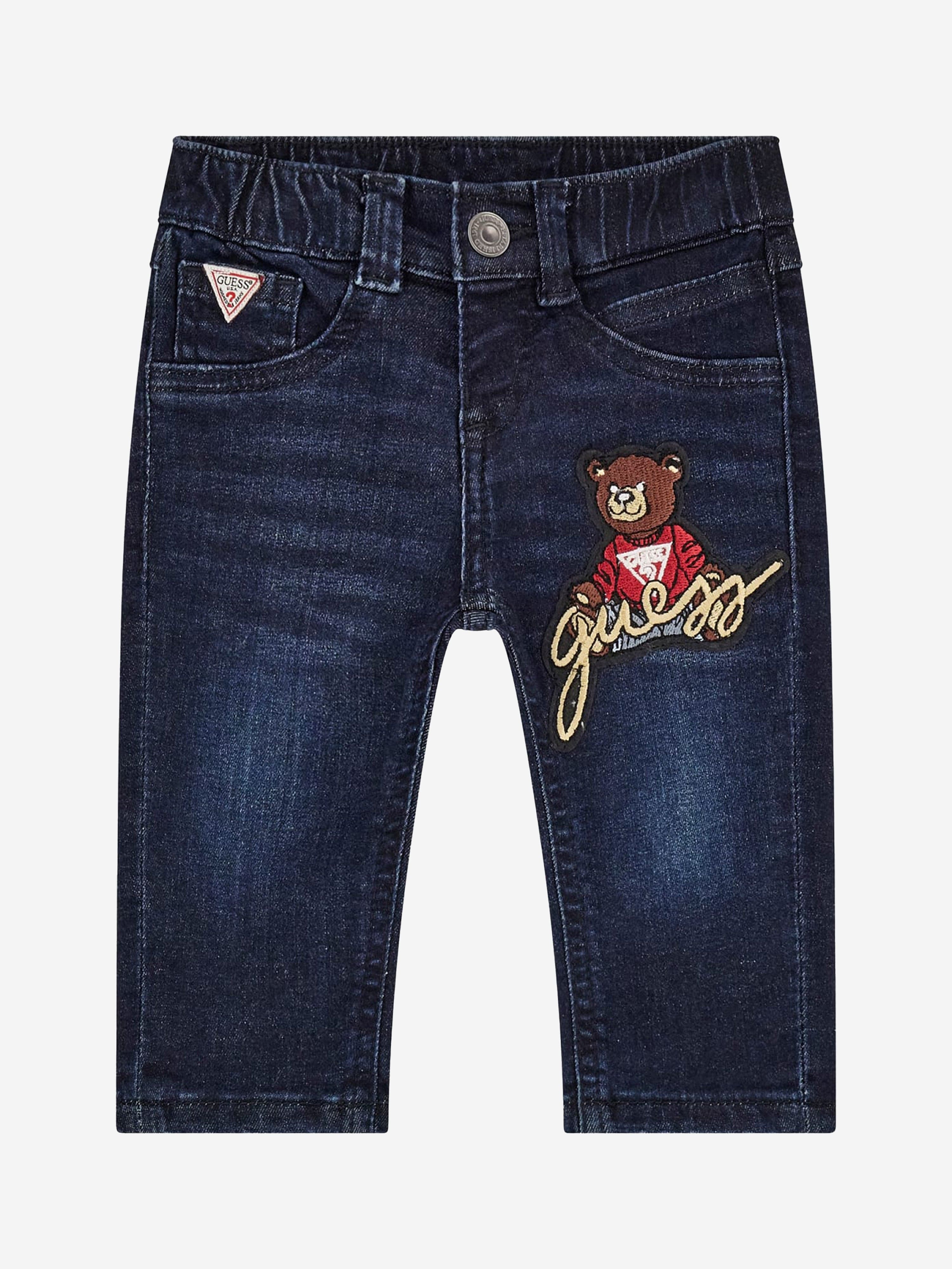 Guess Boys Stretch Denim Bear Jeans in Blue