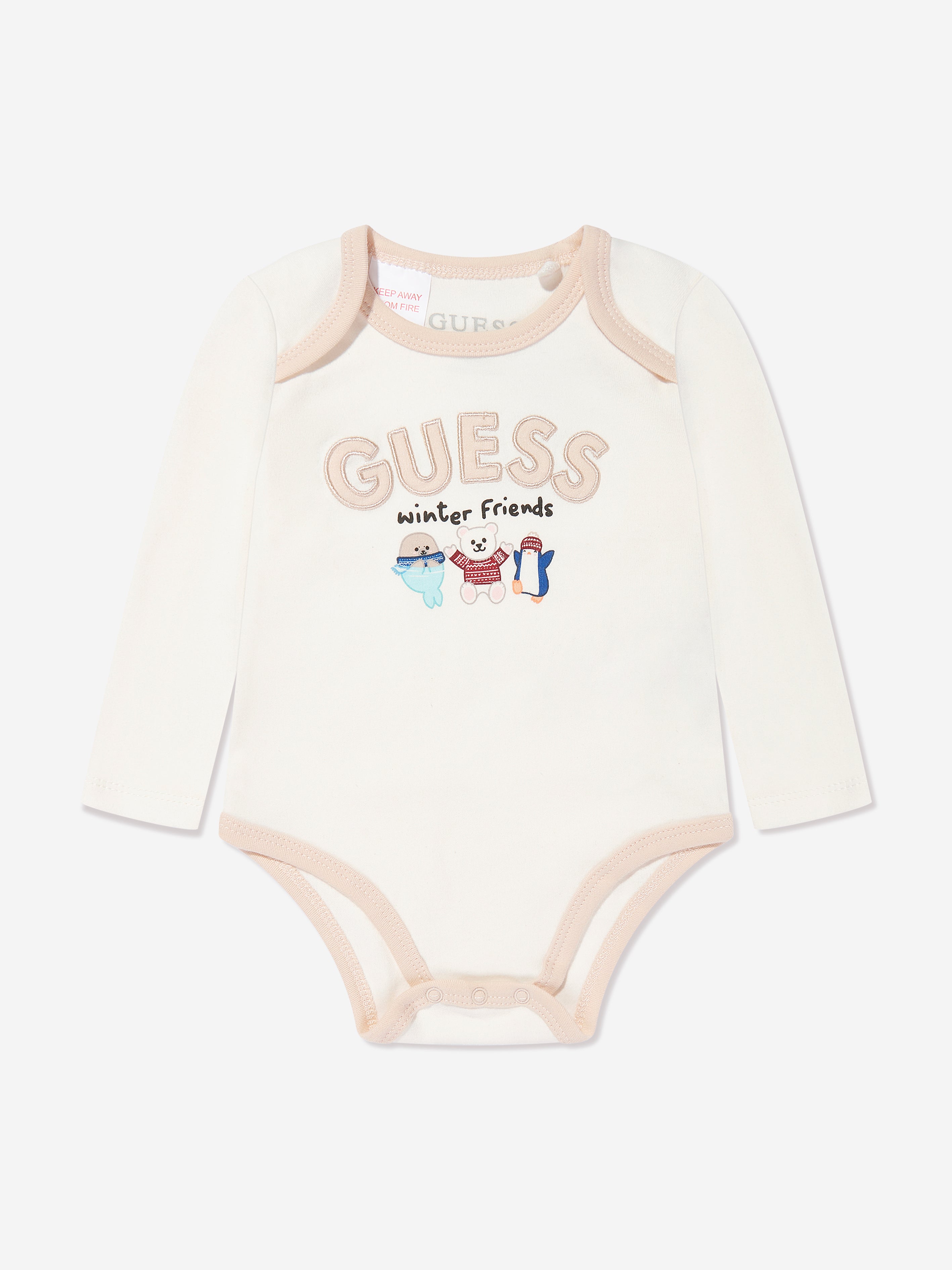 Guess Baby Boys 3 Piece Bodysuit Set in Beige