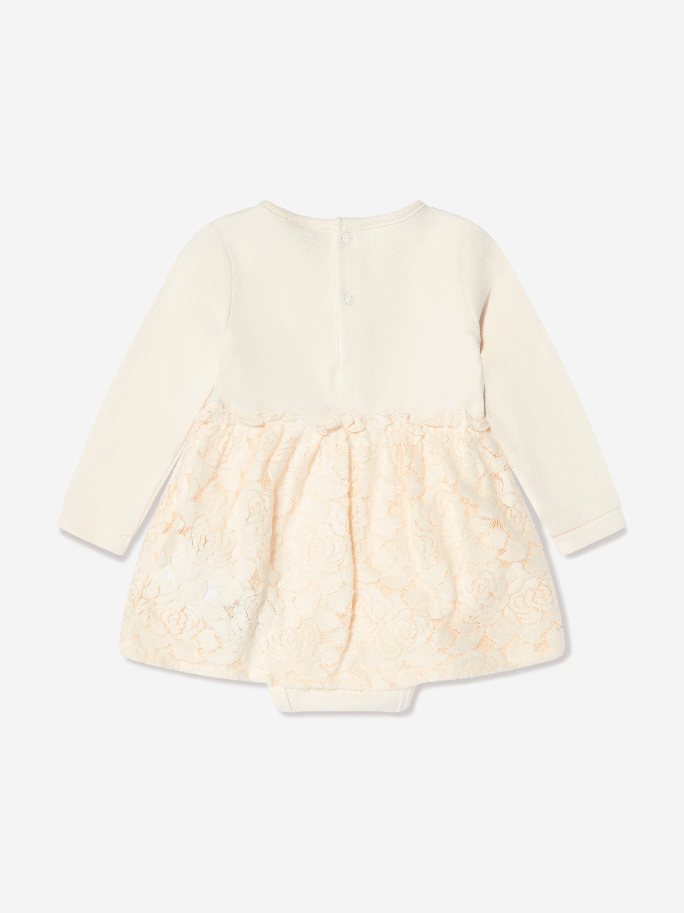 Baby Girls Body With Lace Skirt in Ivory