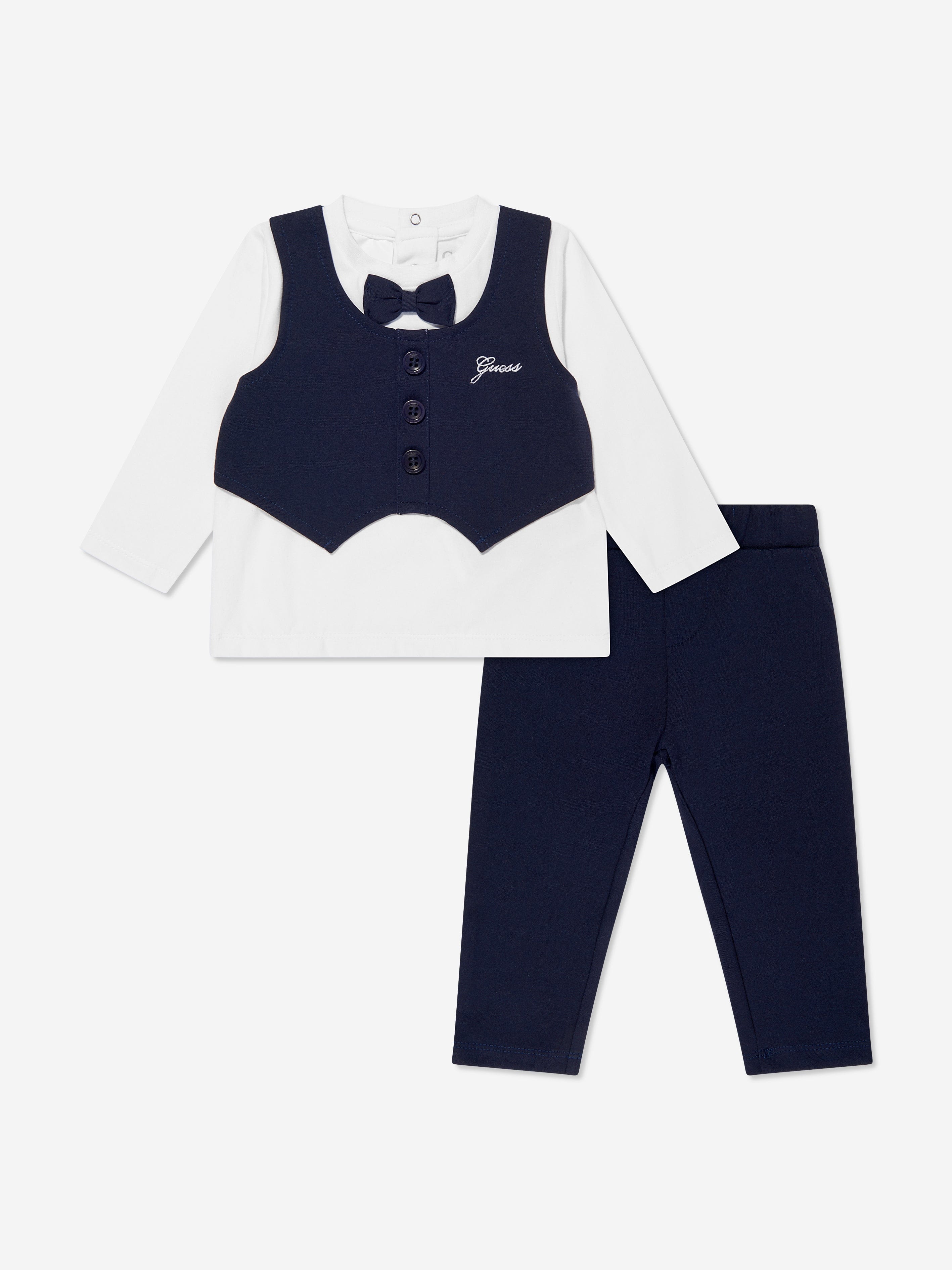 Baby Boys T-Shirt and Pants Set in White