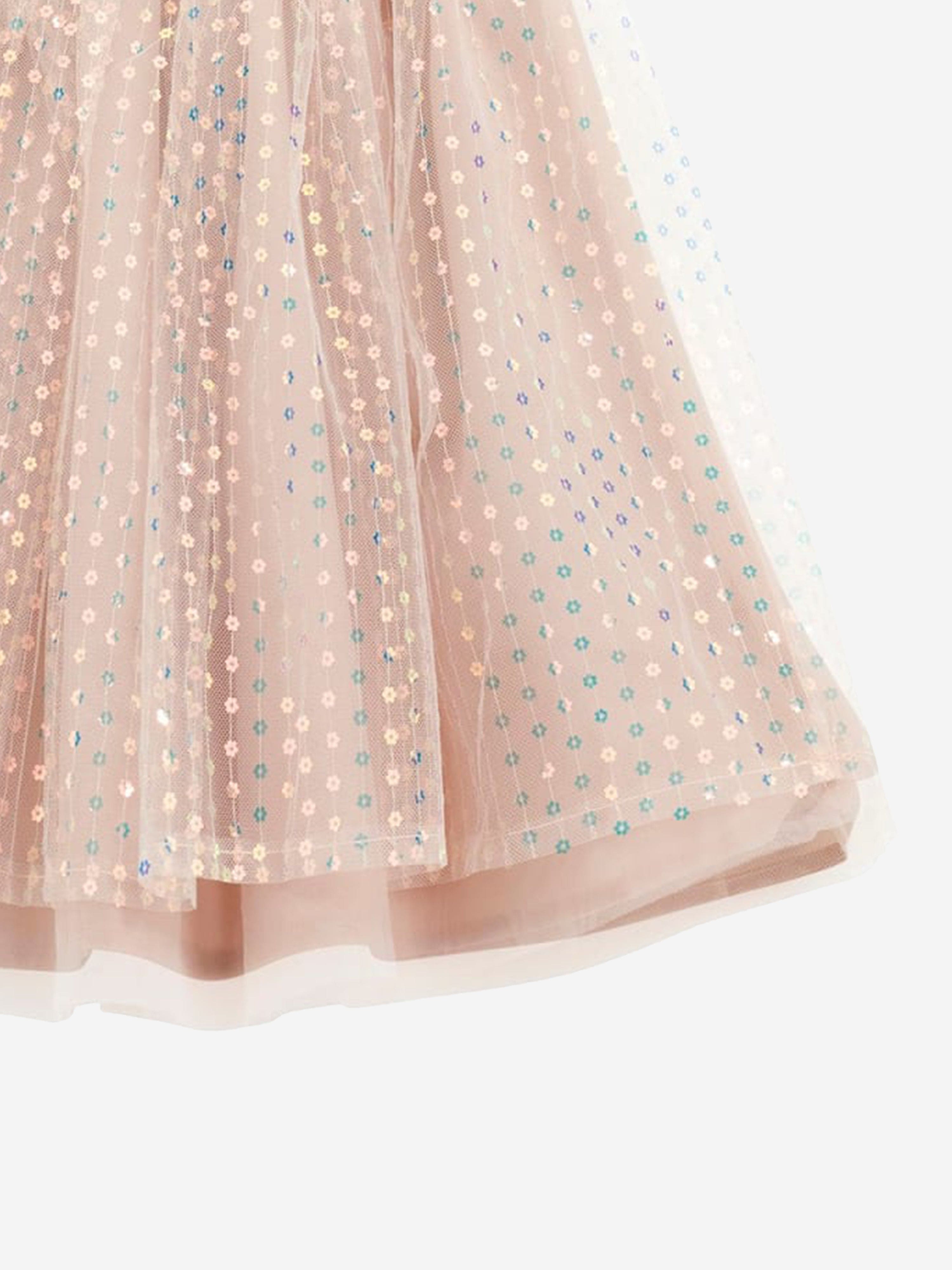 Girls Sequins Midi Skirt in Pink