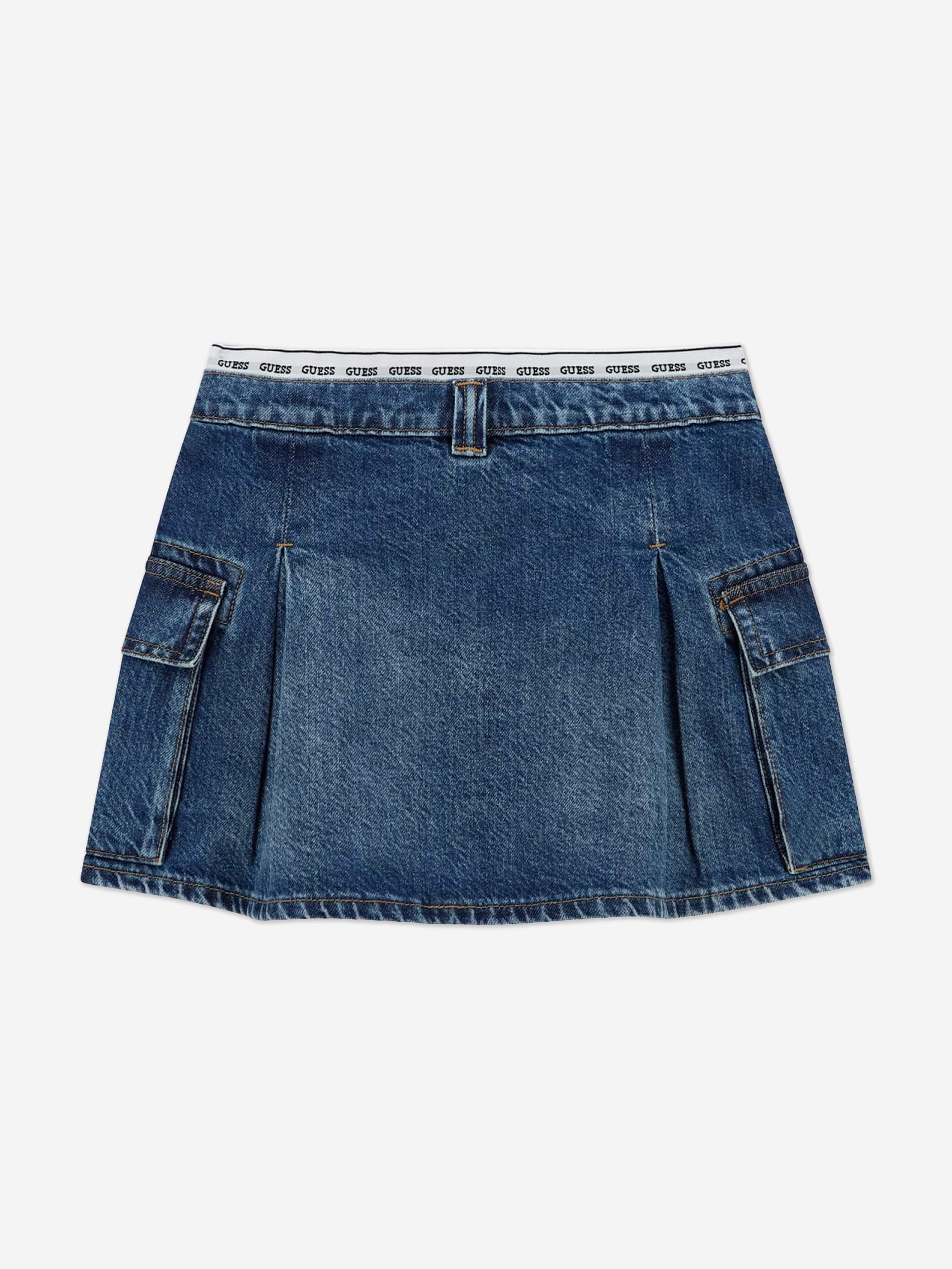 Girls Sporty Denim Skirt in Blue