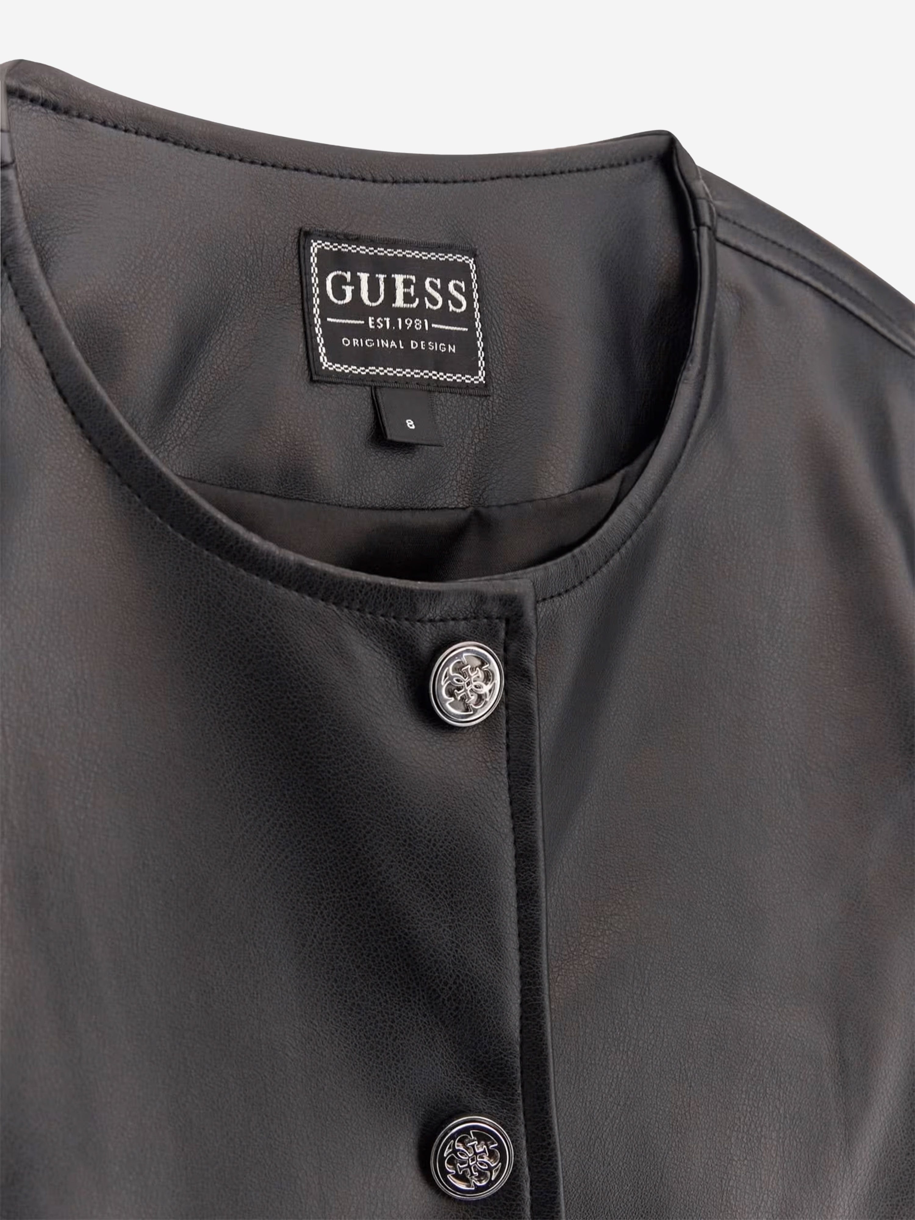 Girls Faux Leather Jacket in Black