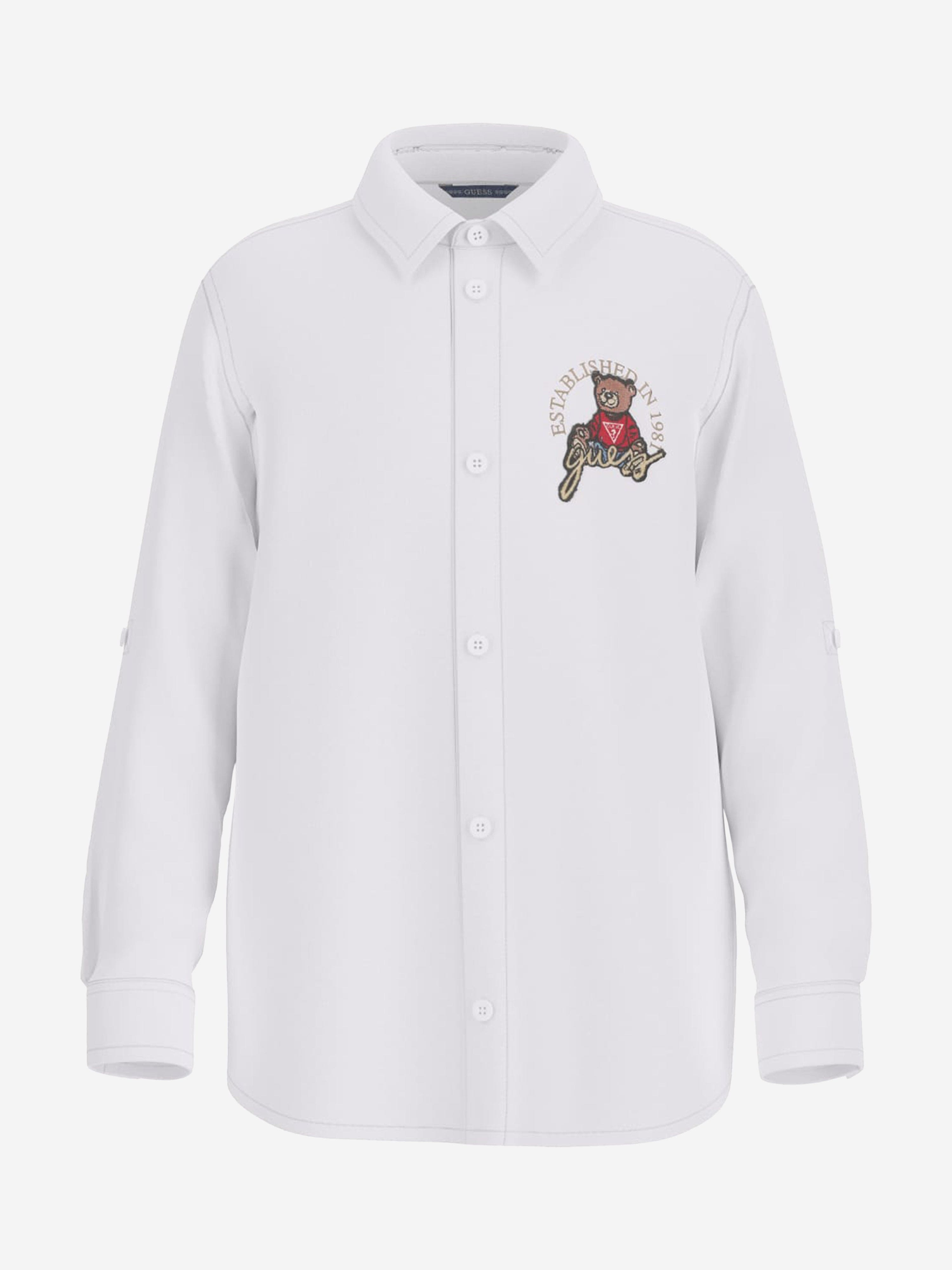 Boys Bear Oxford Shirt in White
