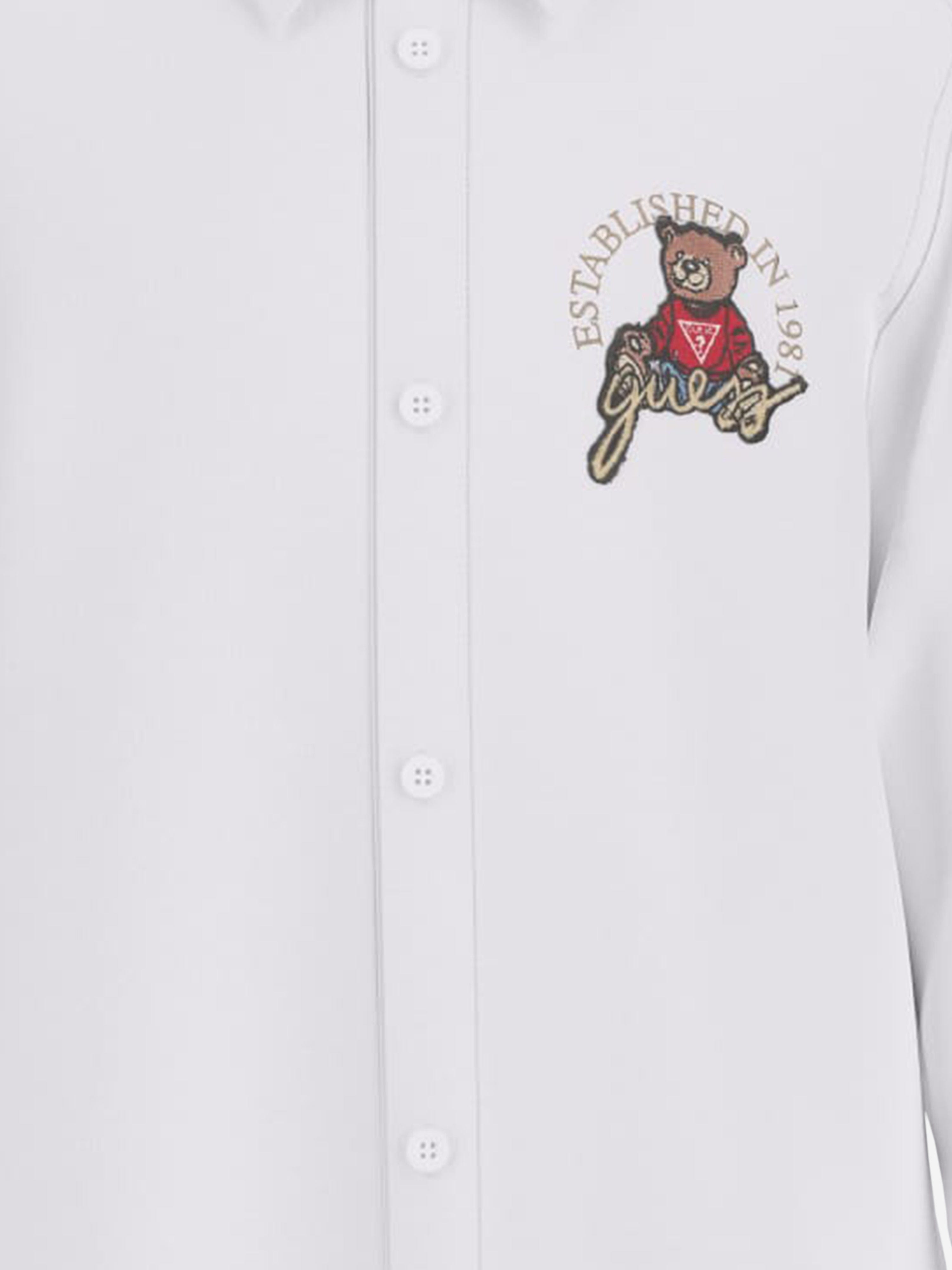 Boys Bear Oxford Shirt in White