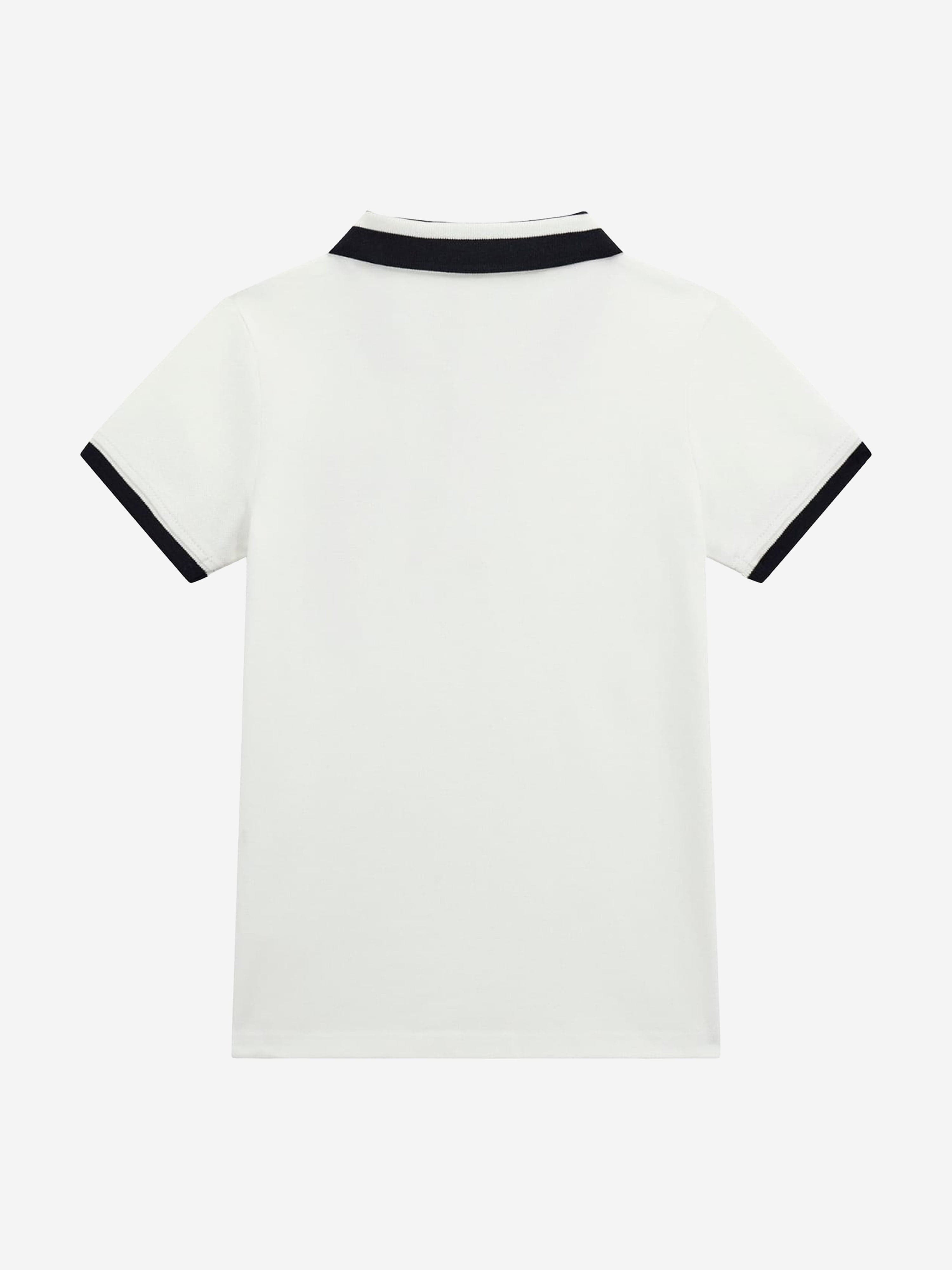 Boys Bear Polo Shirt in White