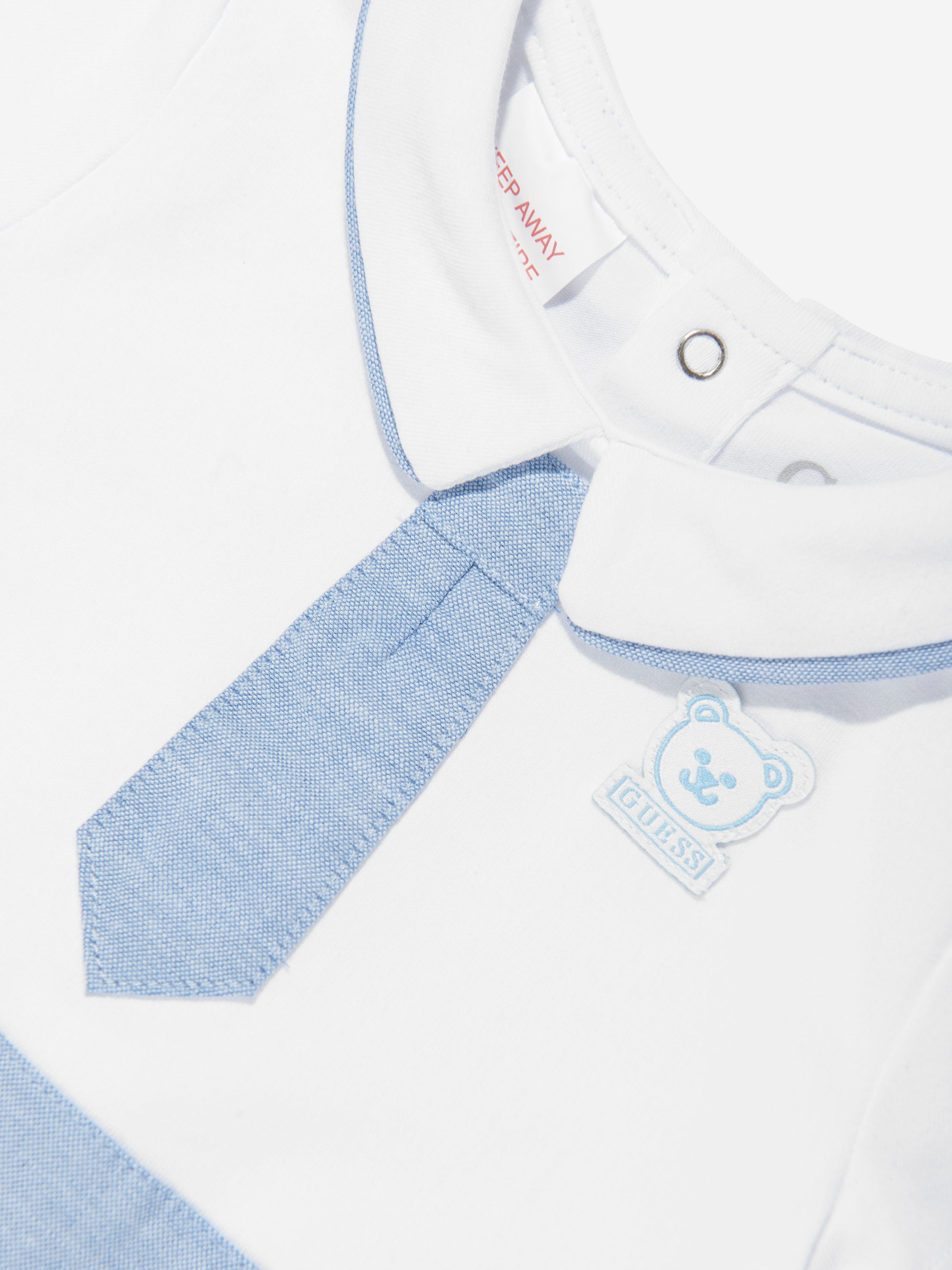 Baby Boys Jersey and Oxford Romper in White