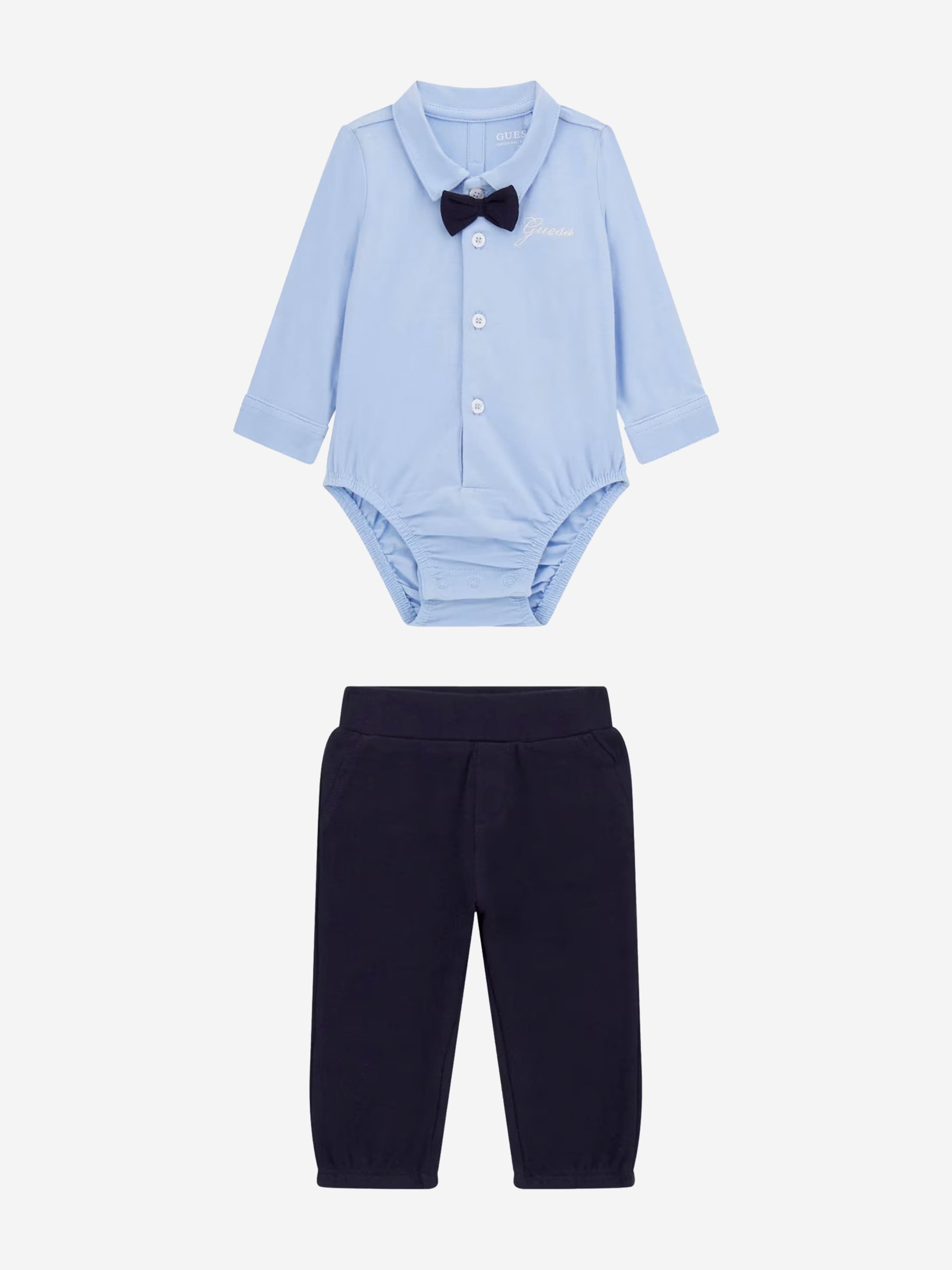 Baby Boys Shirt Body and Pants Set in Blue