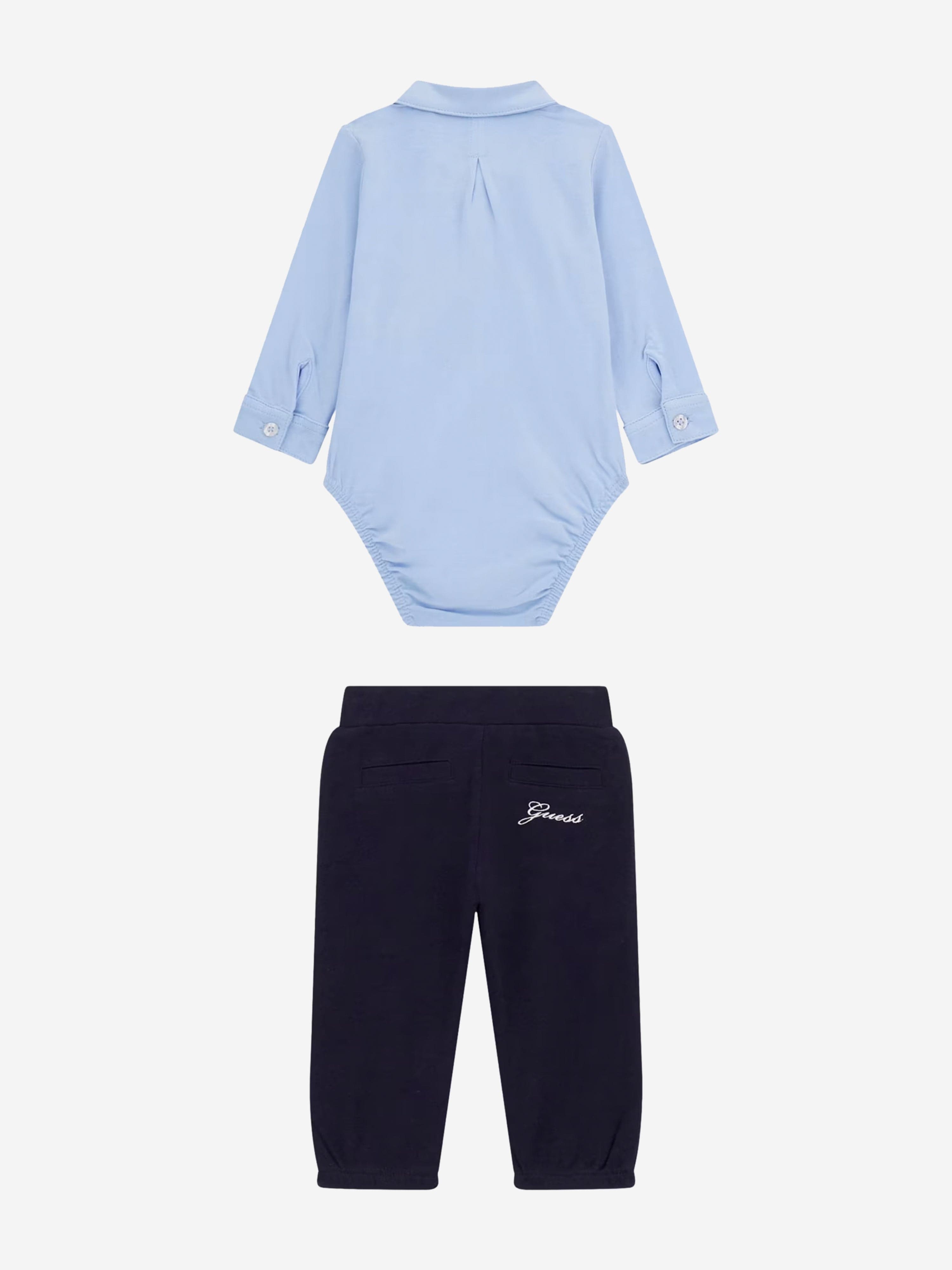 Baby Boys Shirt Body and Pants Set in Blue