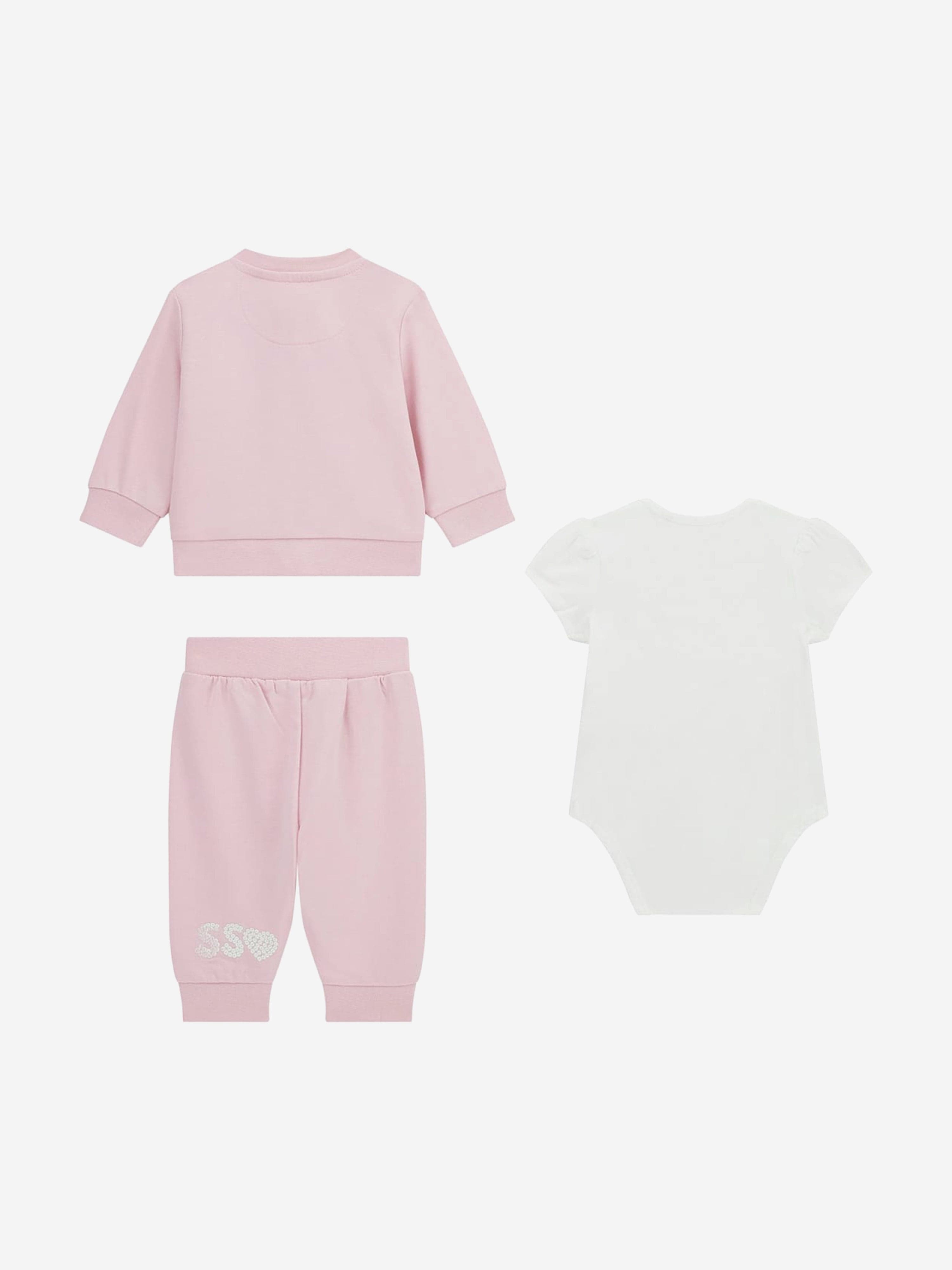 Baby Girls 3 Piece Tracksuit Set in Pink