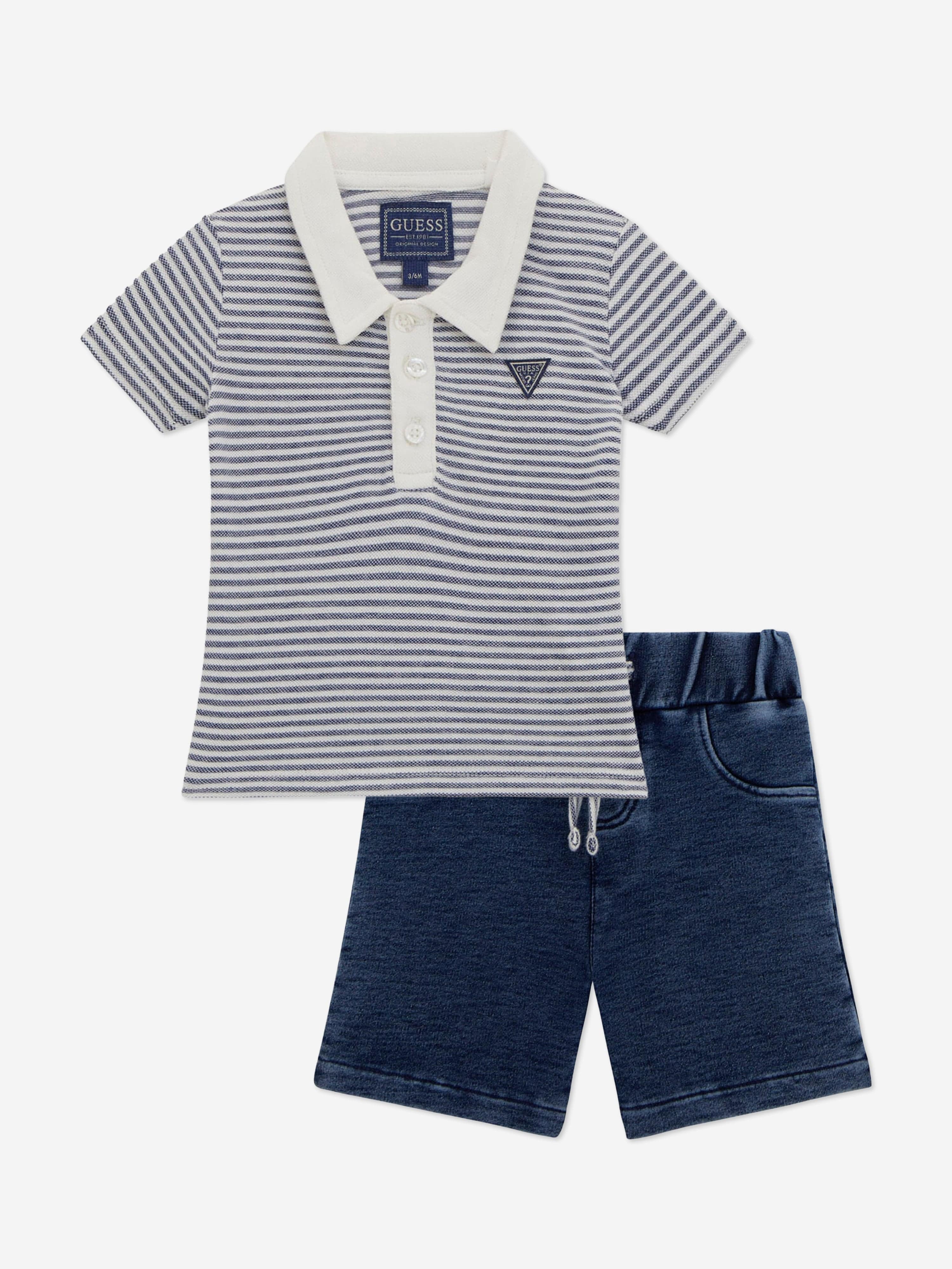 Baby Boys Polo Shirt and Short Set in Blue