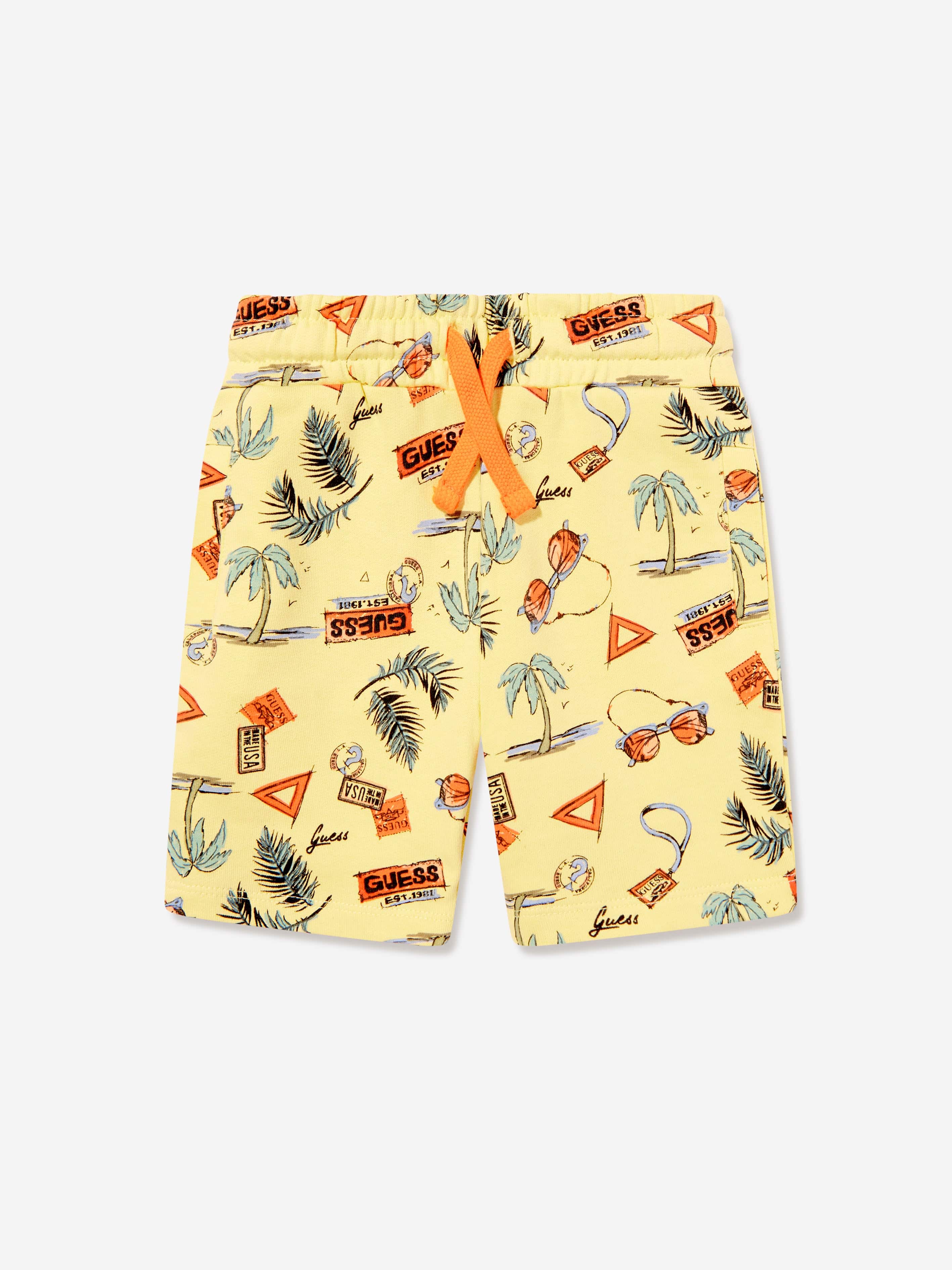 Boys Palm Tree Shorts in Yellow