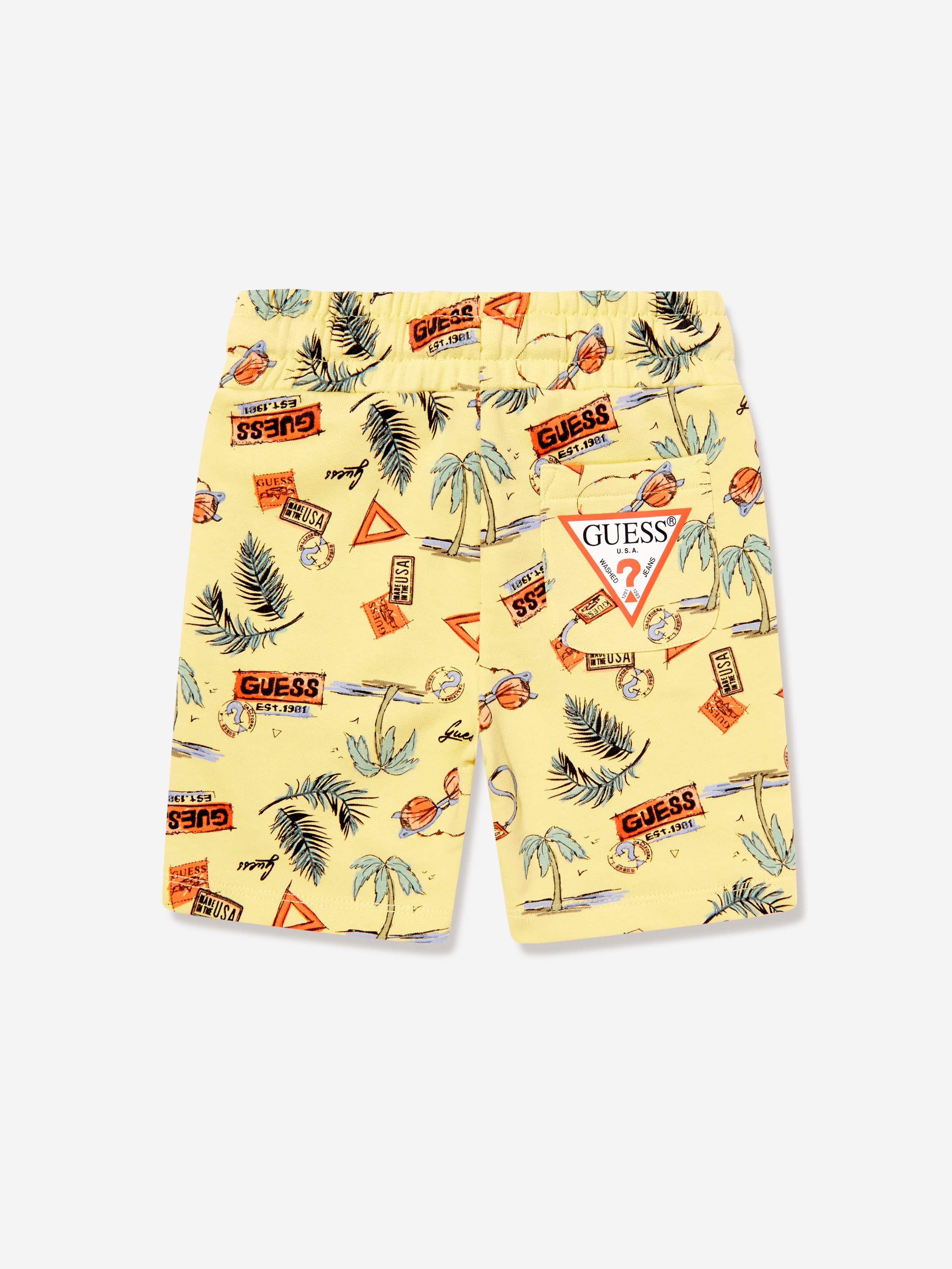 Boys Palm Tree Shorts in Yellow