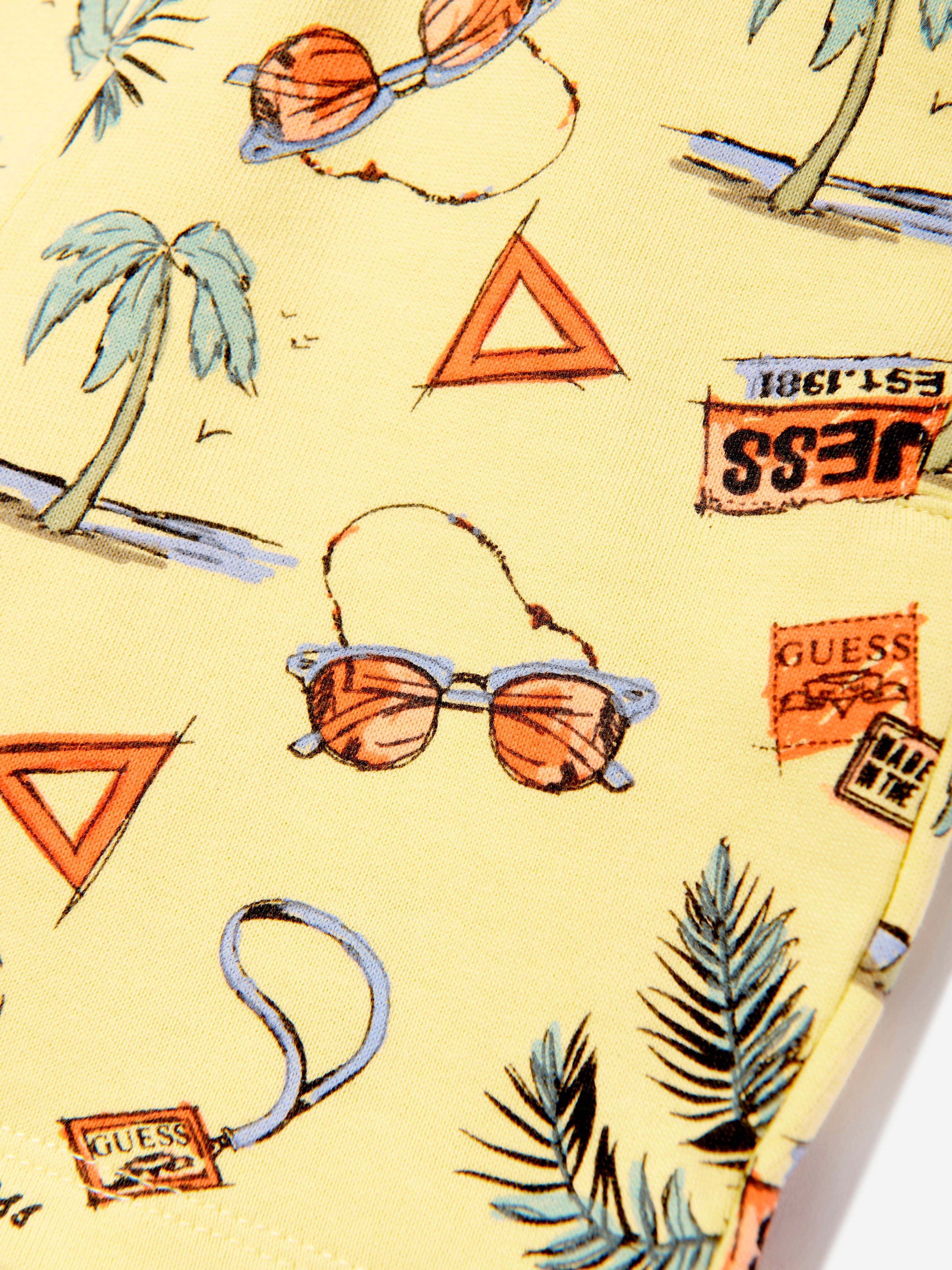 Boys Palm Tree Shorts in Yellow