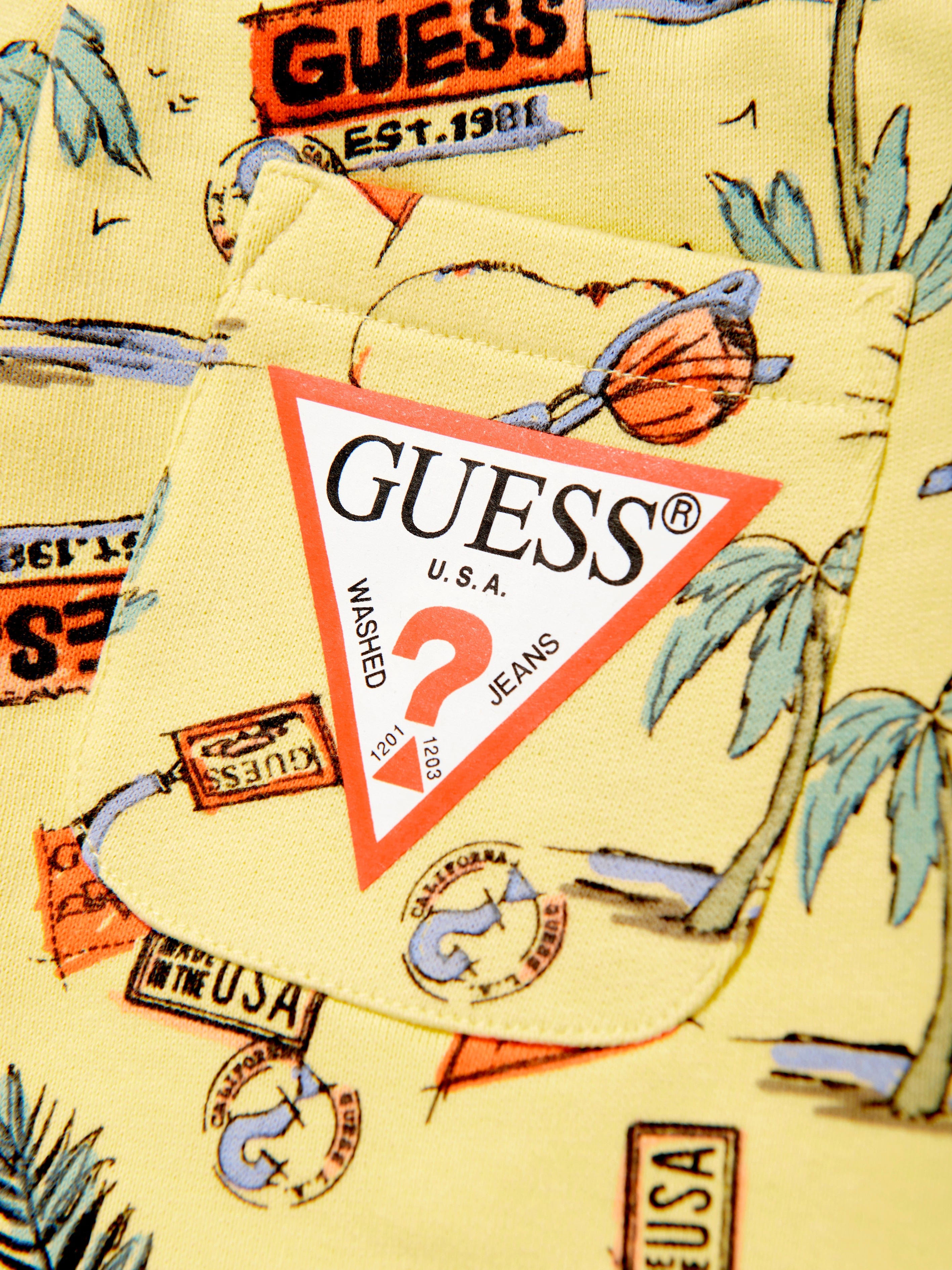 Boys Palm Tree Shorts in Yellow