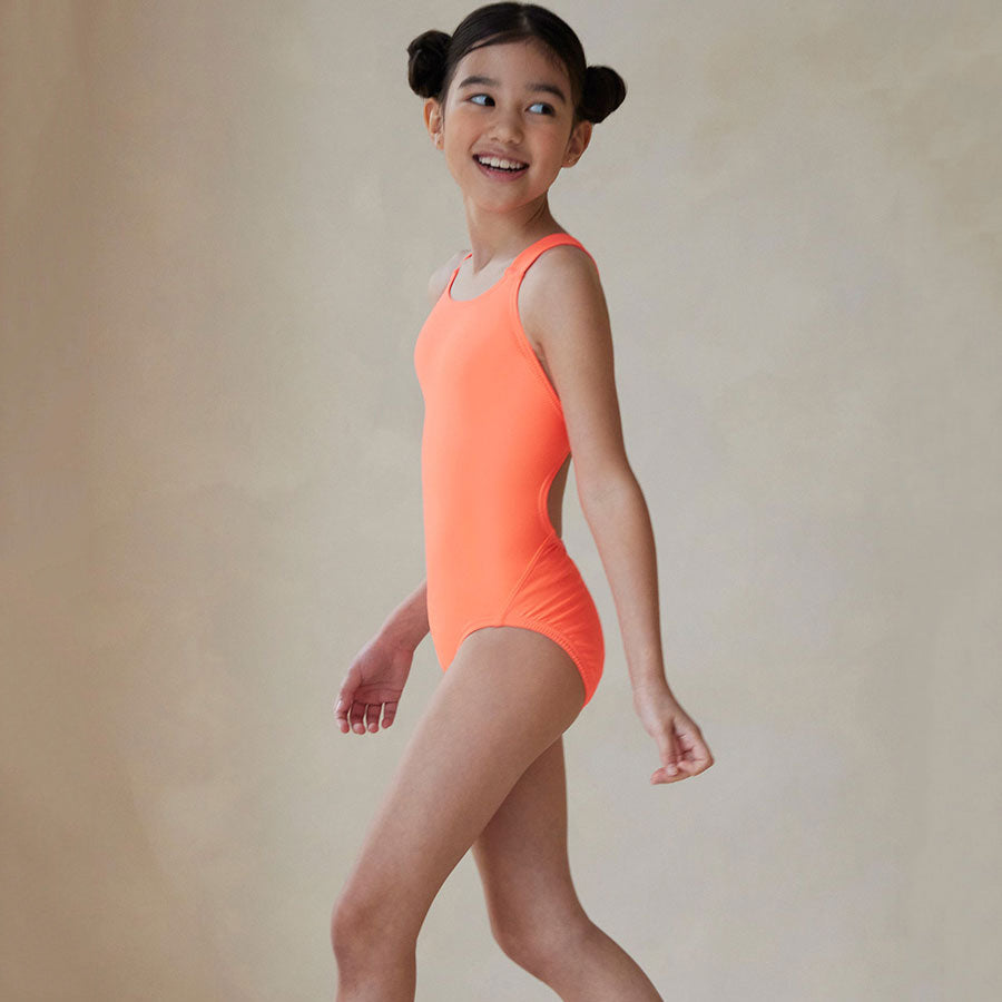 Girls Fluo Orange Professional Swimsuit