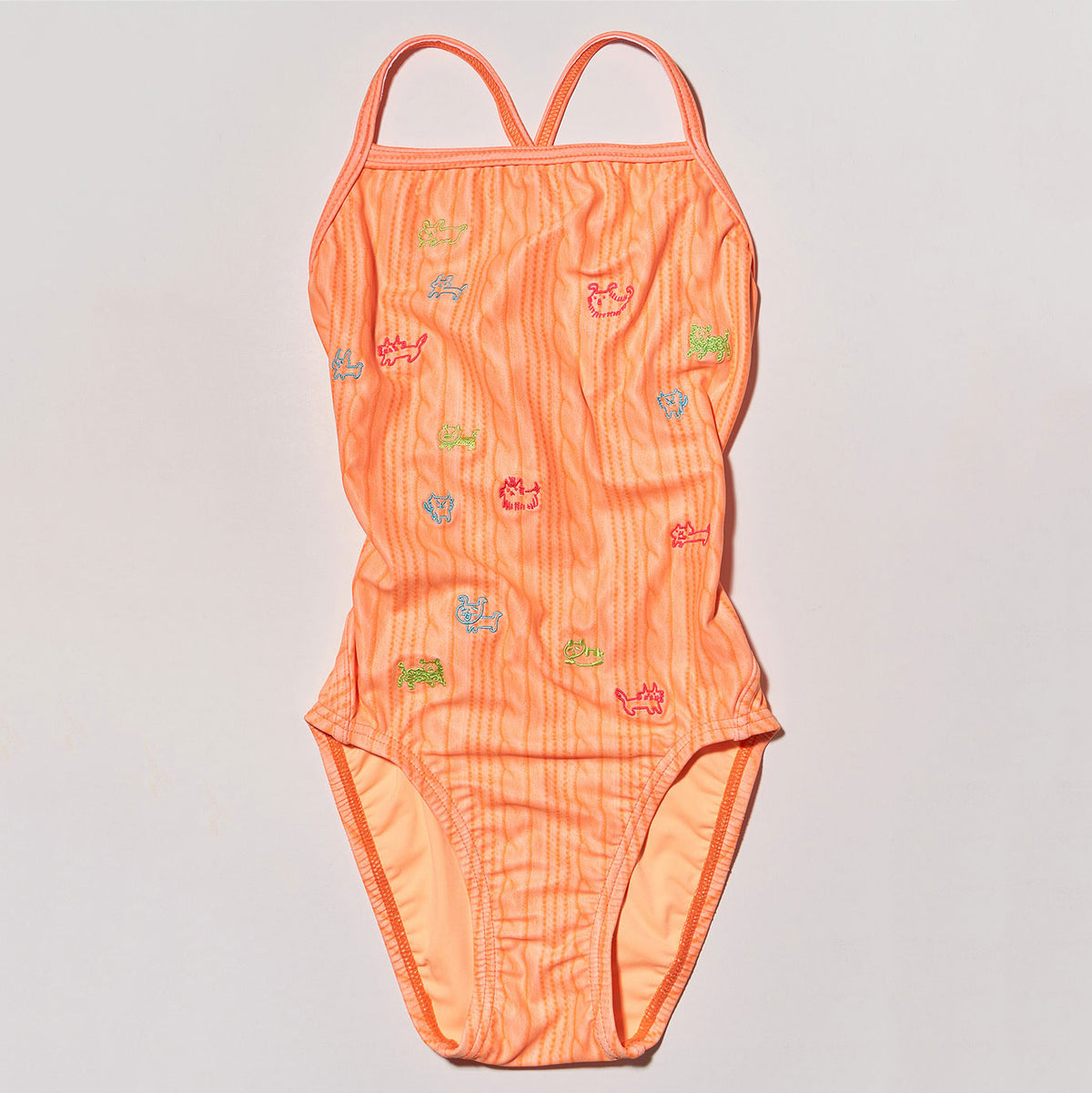 Maillot de bain professionnel brodé orange pour filles