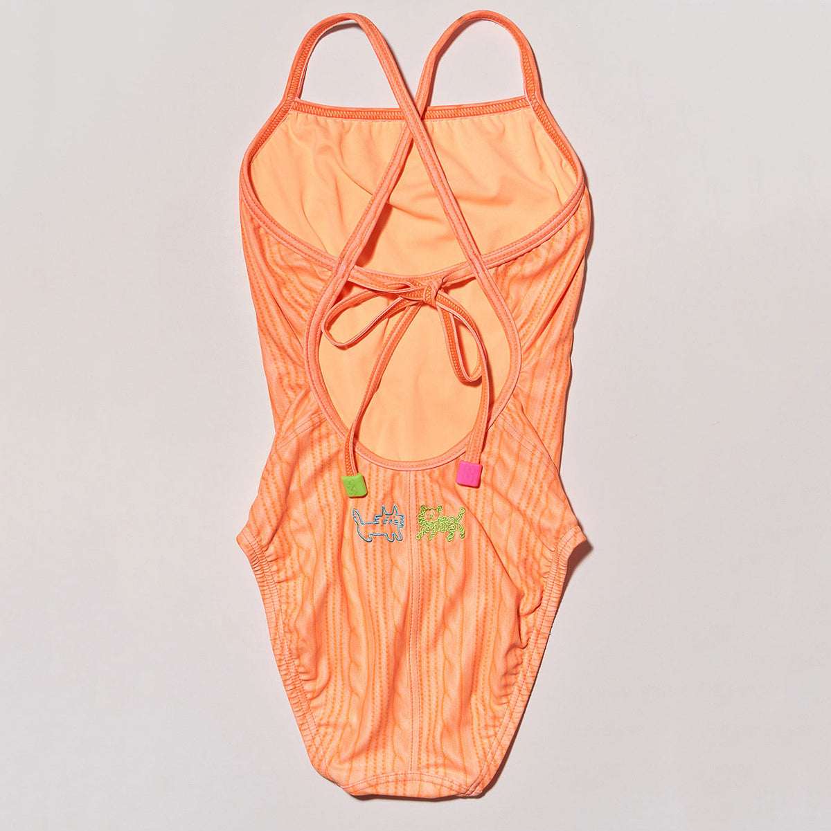 Maillot de bain professionnel brodé orange pour filles