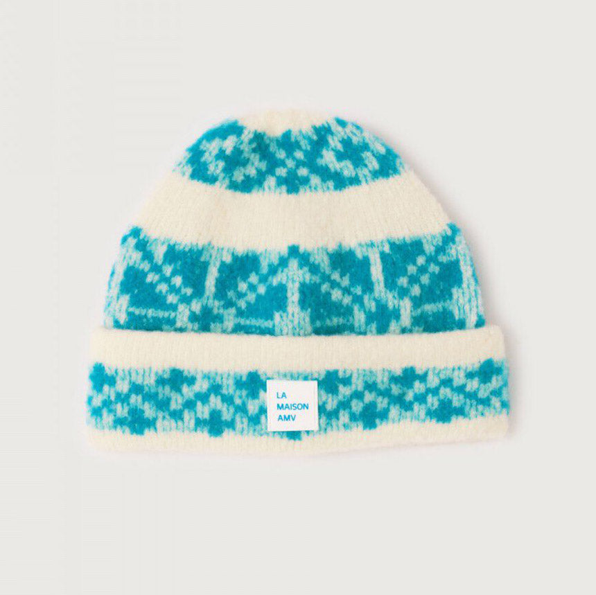 Adult Turquoise Jacquard Wool Hat