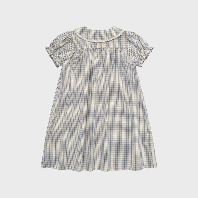 Girls Blue Check Cotton Dress
